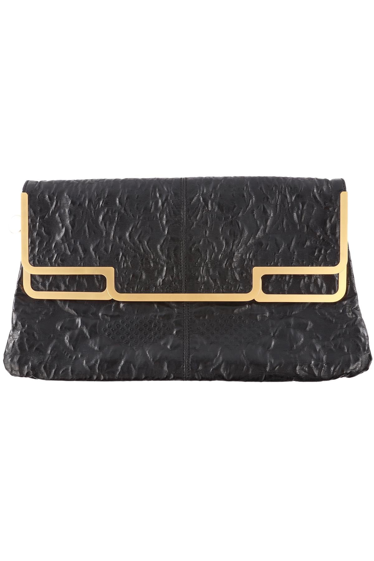 STELLA MCCARTNEY BLACK EMBOSSED LEATHER CLUTCH
