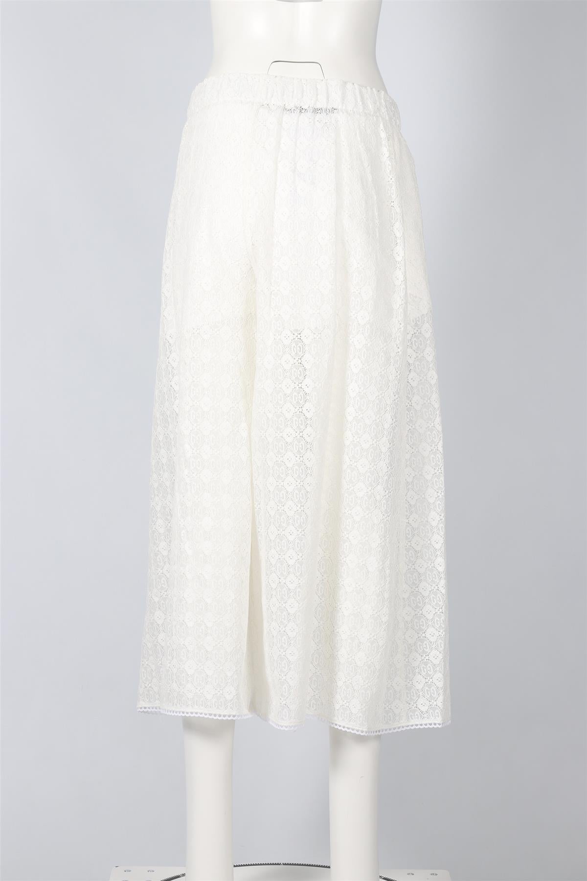 GUCCI WHITE GG LACE WIDE LEG PANTS IT 38 UK 6