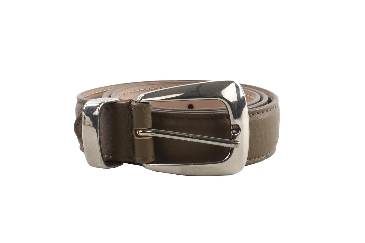 KHAITE TAUPE LEATHER WAIST BELT 75CM