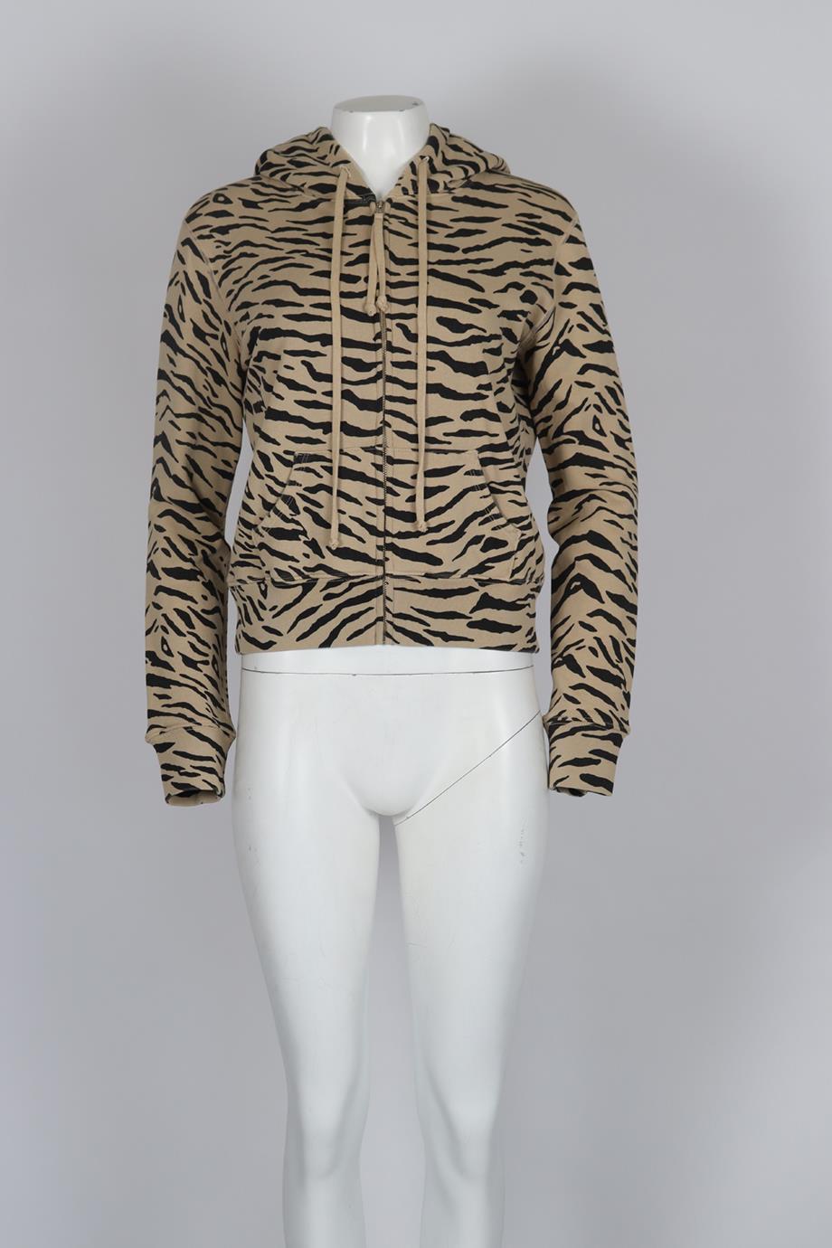 NILLI LOTAN PRINTED COTTON JERSEY HOODIE SMALL