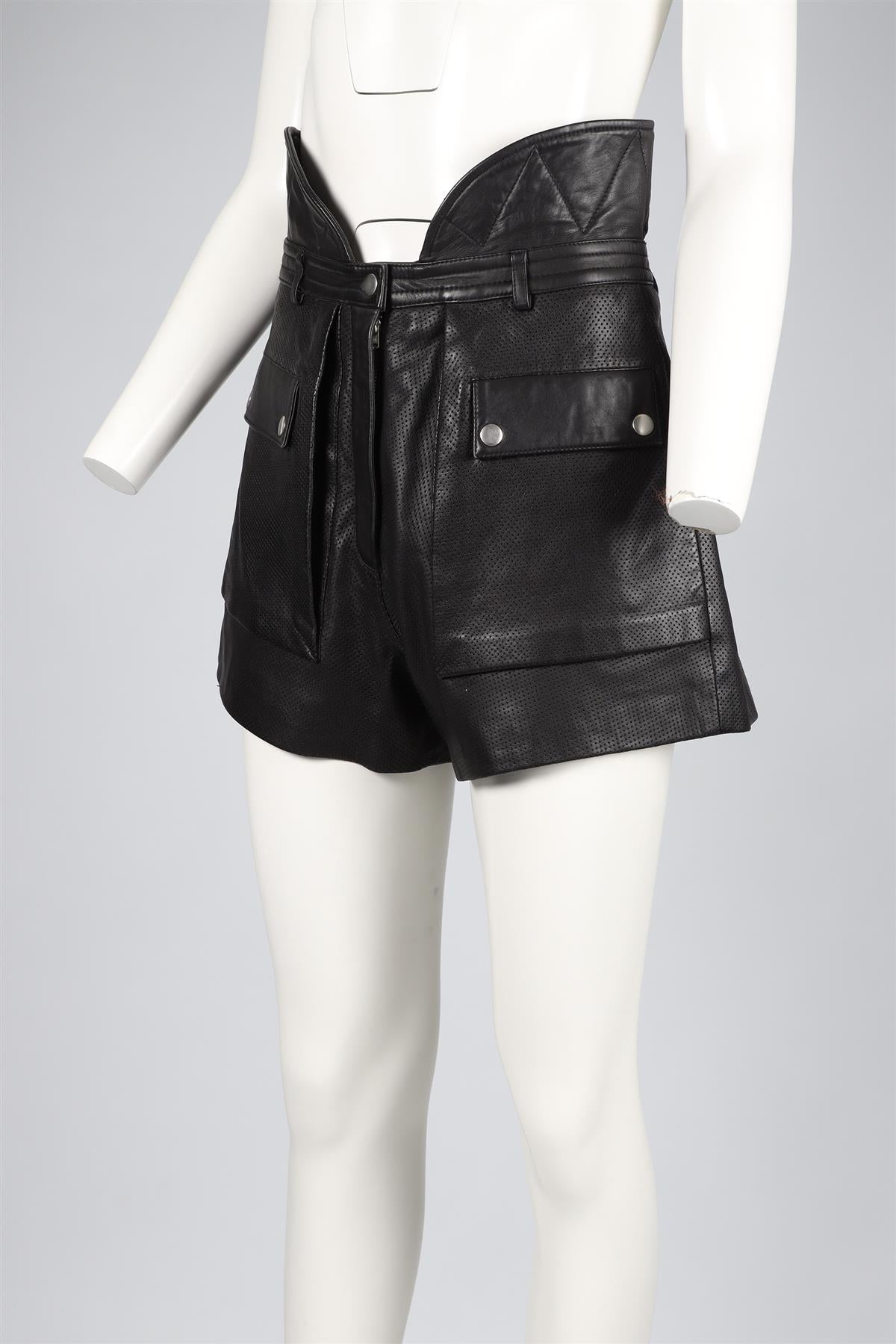 PHILOSOPHY DI LORENZO SERAFINI BLACK LEATHER SHORTS IT 42 UK 10