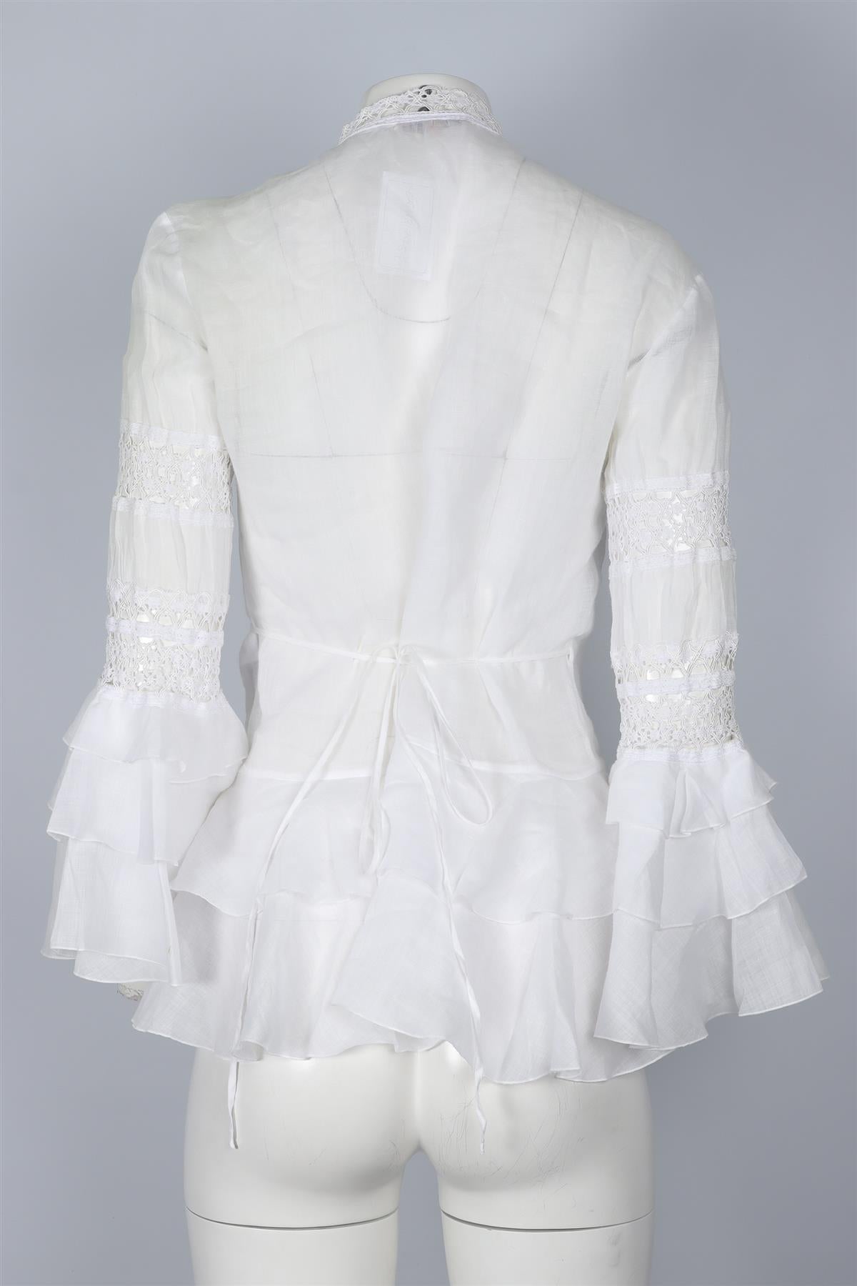 ERMANNO SCERVINO WHITE RAMIE TOP IT 40 UK 8