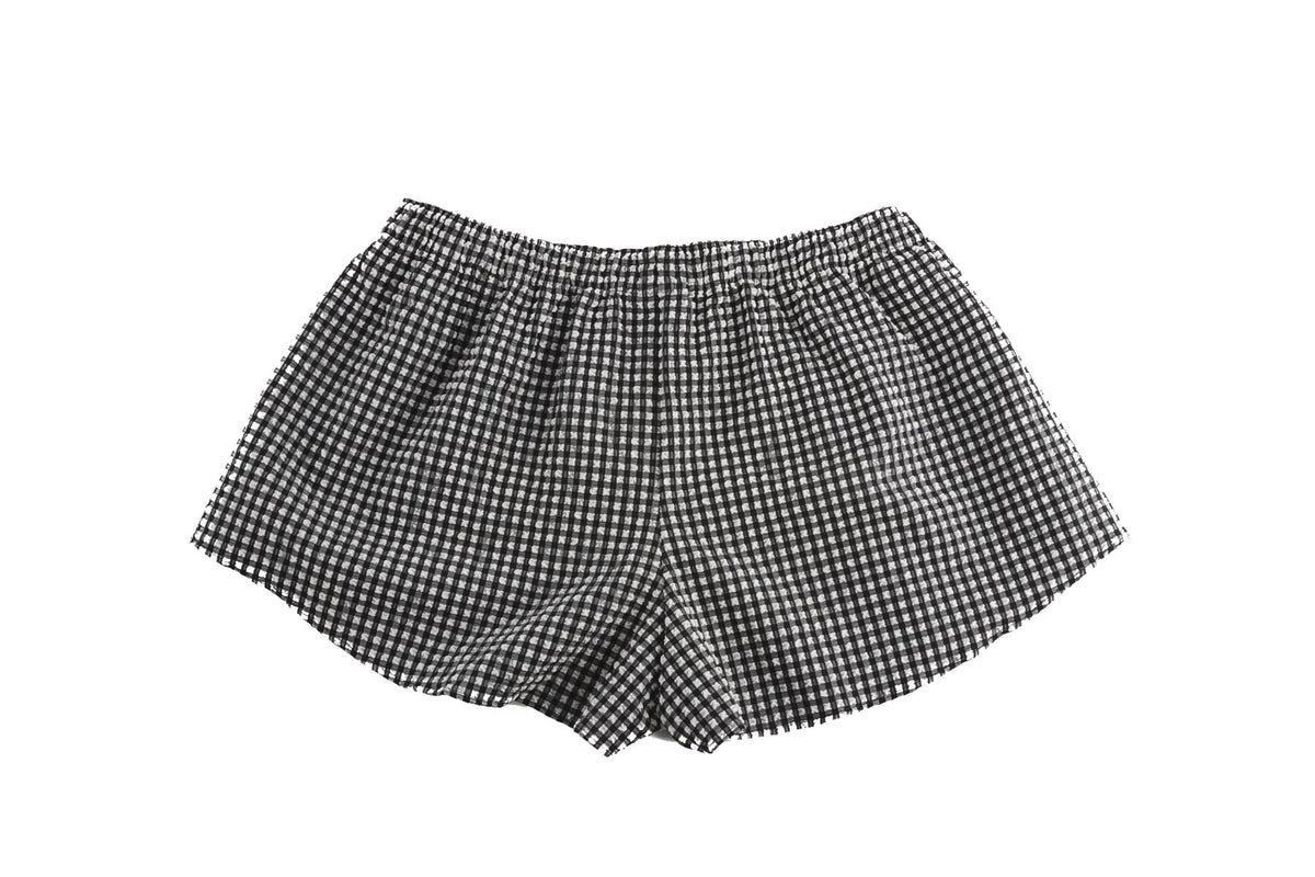 HUNZA G BLACK SEERSUCKER SHORTS SMALL/MEDIUM