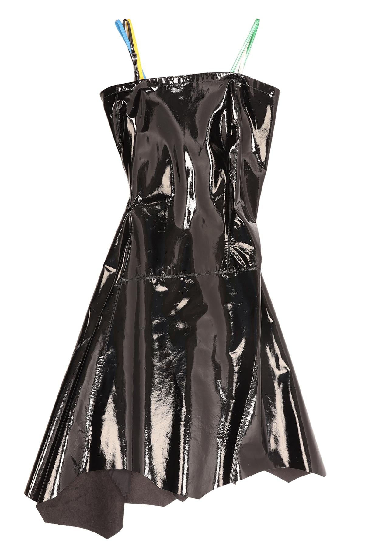 JW ANDERSON BLACK PATENT LEATHER MIDI DRESS UK 8