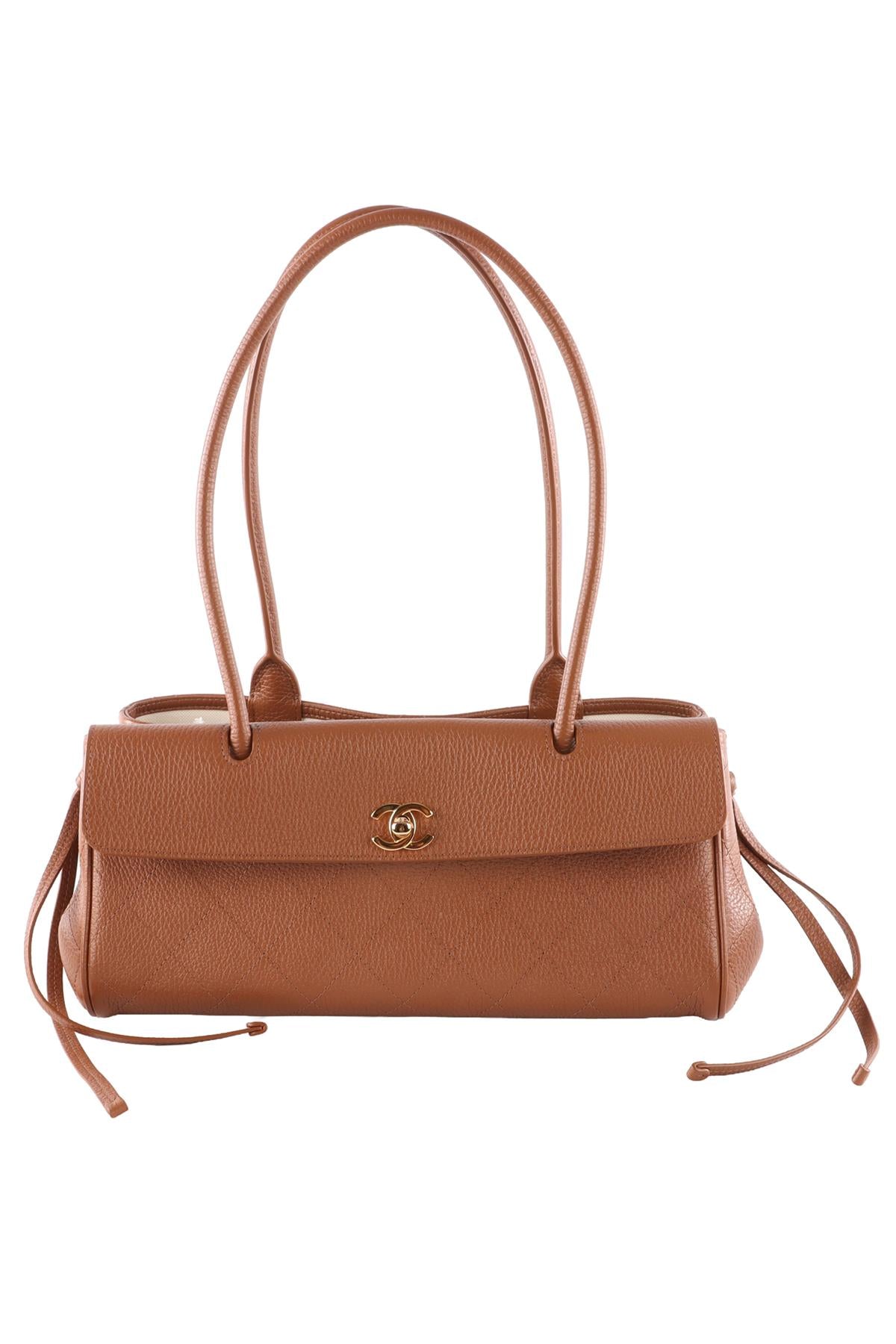 CHANEL BROWN 2026 SMALL SHOPPING BAG QUILTED LEATHER SHOULDER BAG