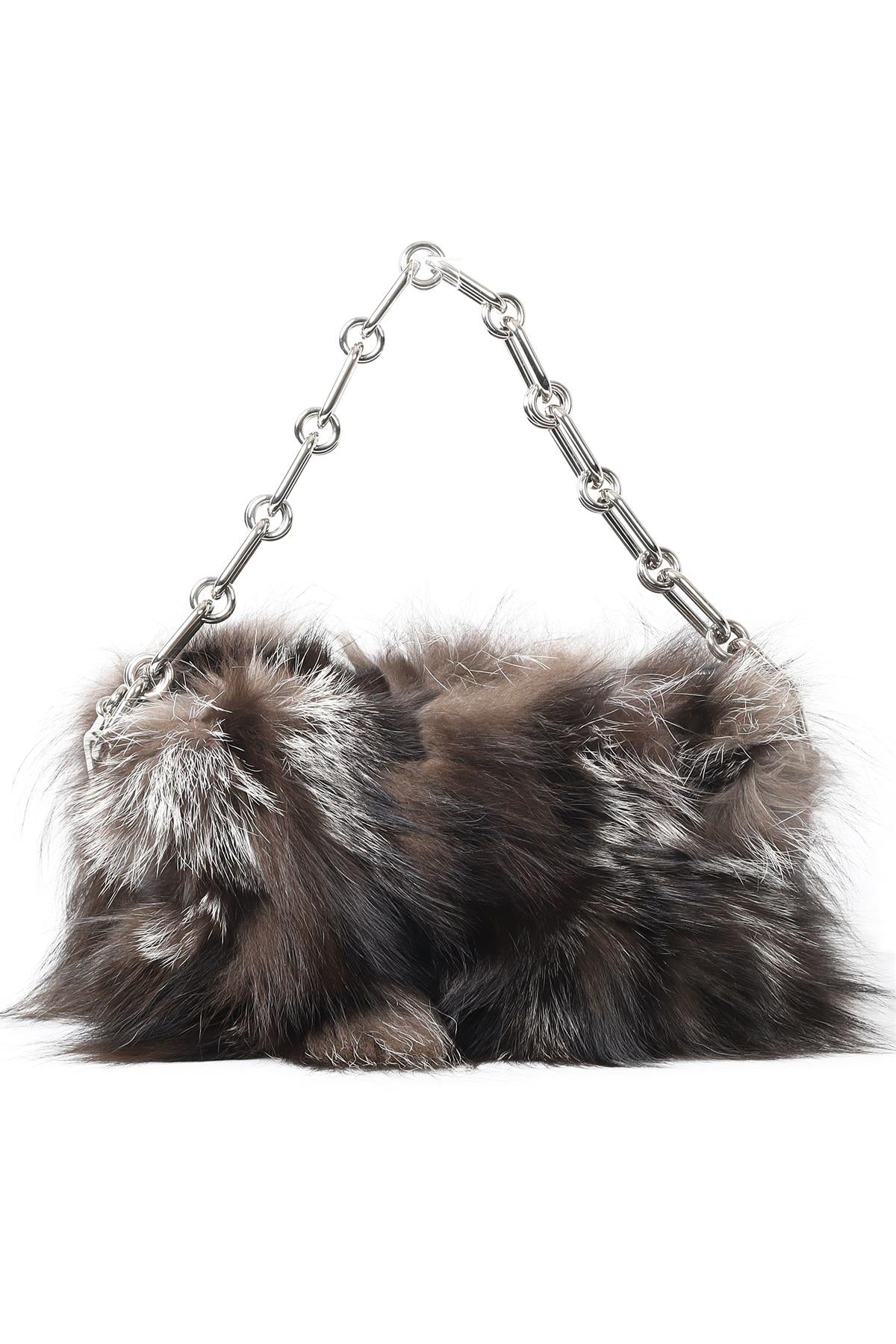 MICHAEL KORS COLLECTION JULIE LG CAMERA FOX FUR AND LEATHER SHOULDER BAG