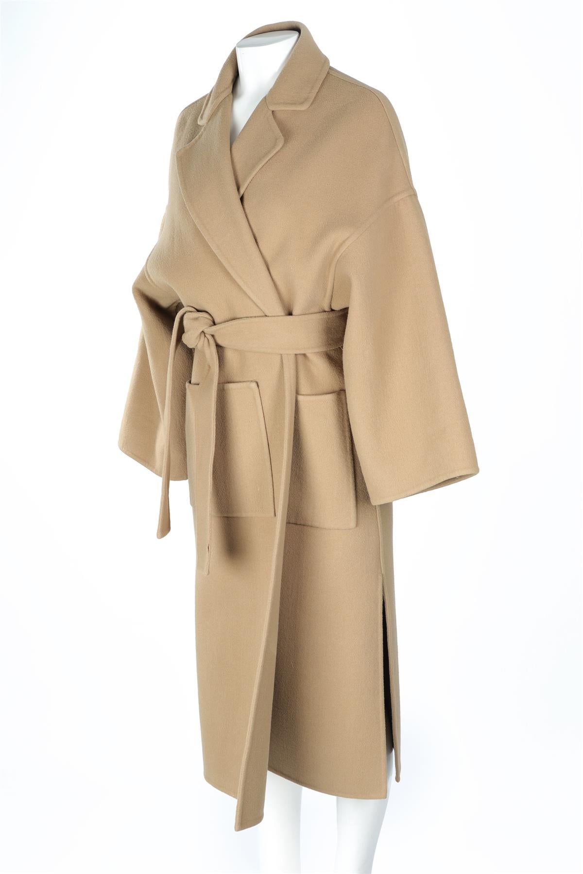 LOEWE BROWN WOOL COAT XSMALL