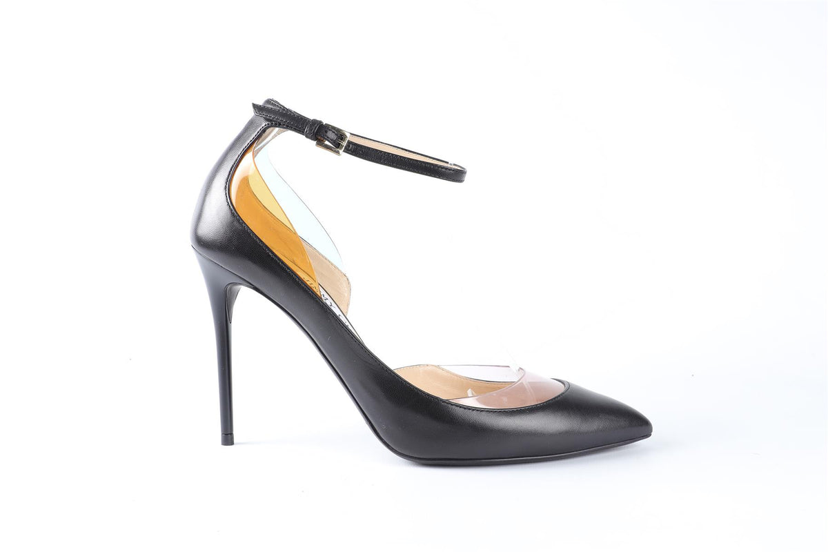 JIMMY CHOO BLACK LEATHER PUMPS EU 37 UK 4 US 7