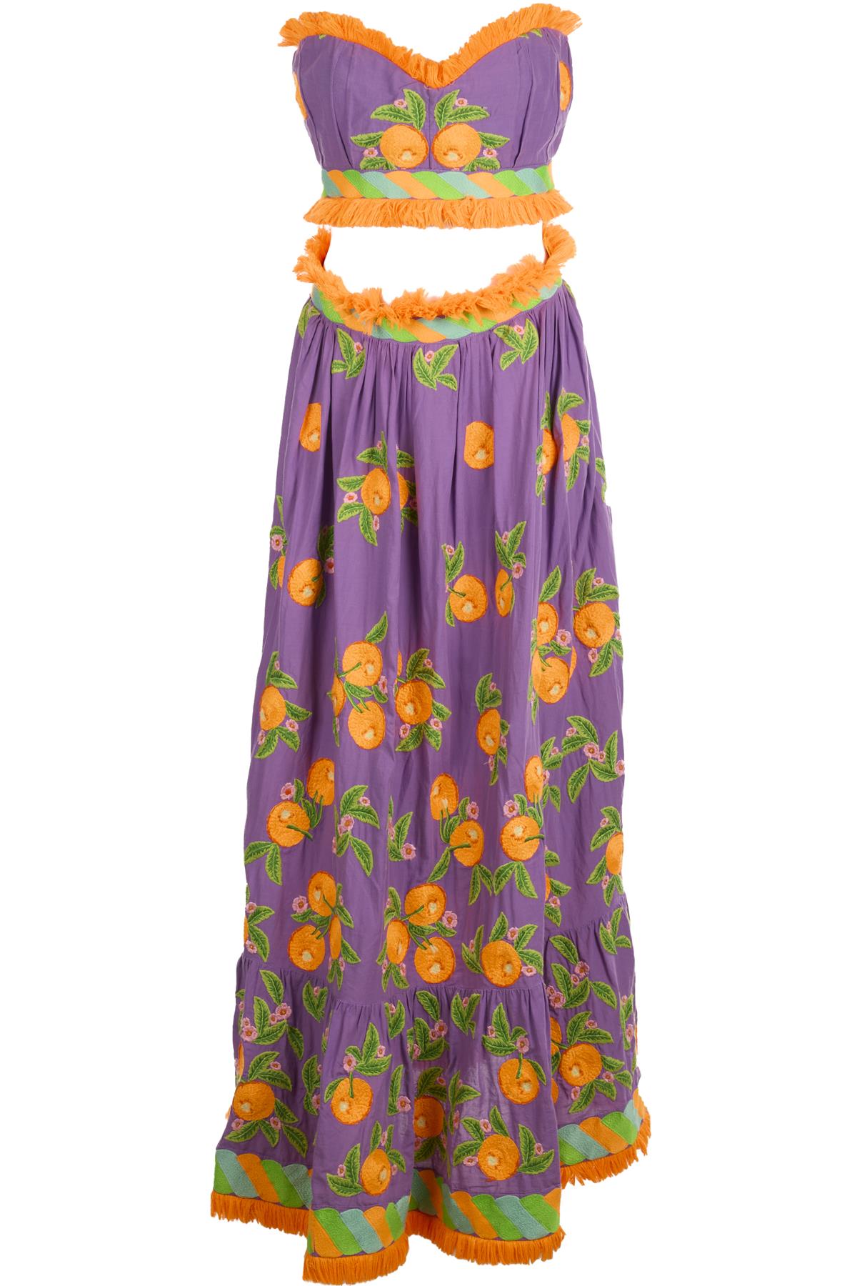 YULIYA MAGDYCH PURPLE COTTON TOP AND SKIRT SET SMALL