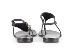 SAINT LAURENT BLACK CASSANDRA LEATHER SANDALS EU 38.5 UK 5.5 US 8.5