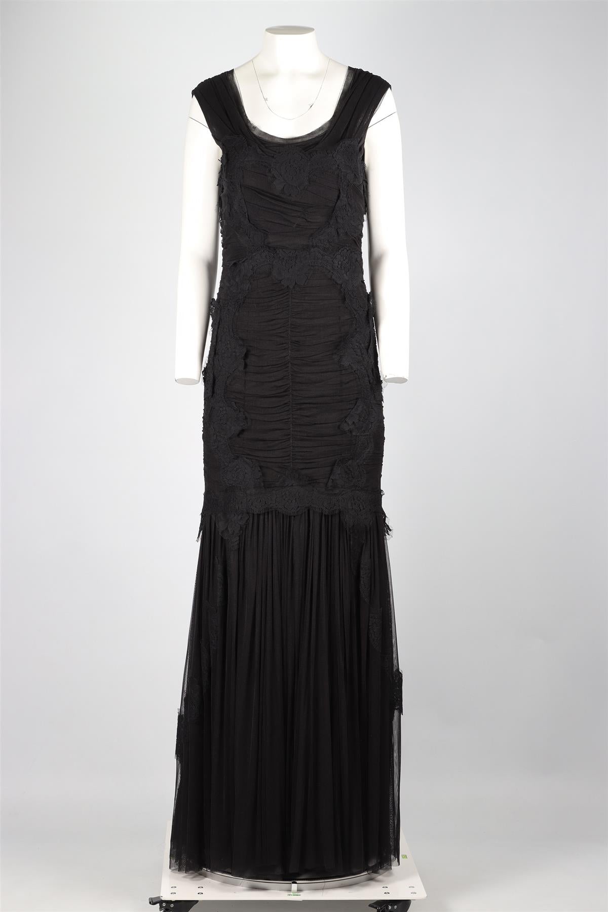 DOLCE & GABANNA BLACK TULLE MAXI DRESS IT 46 UK 14