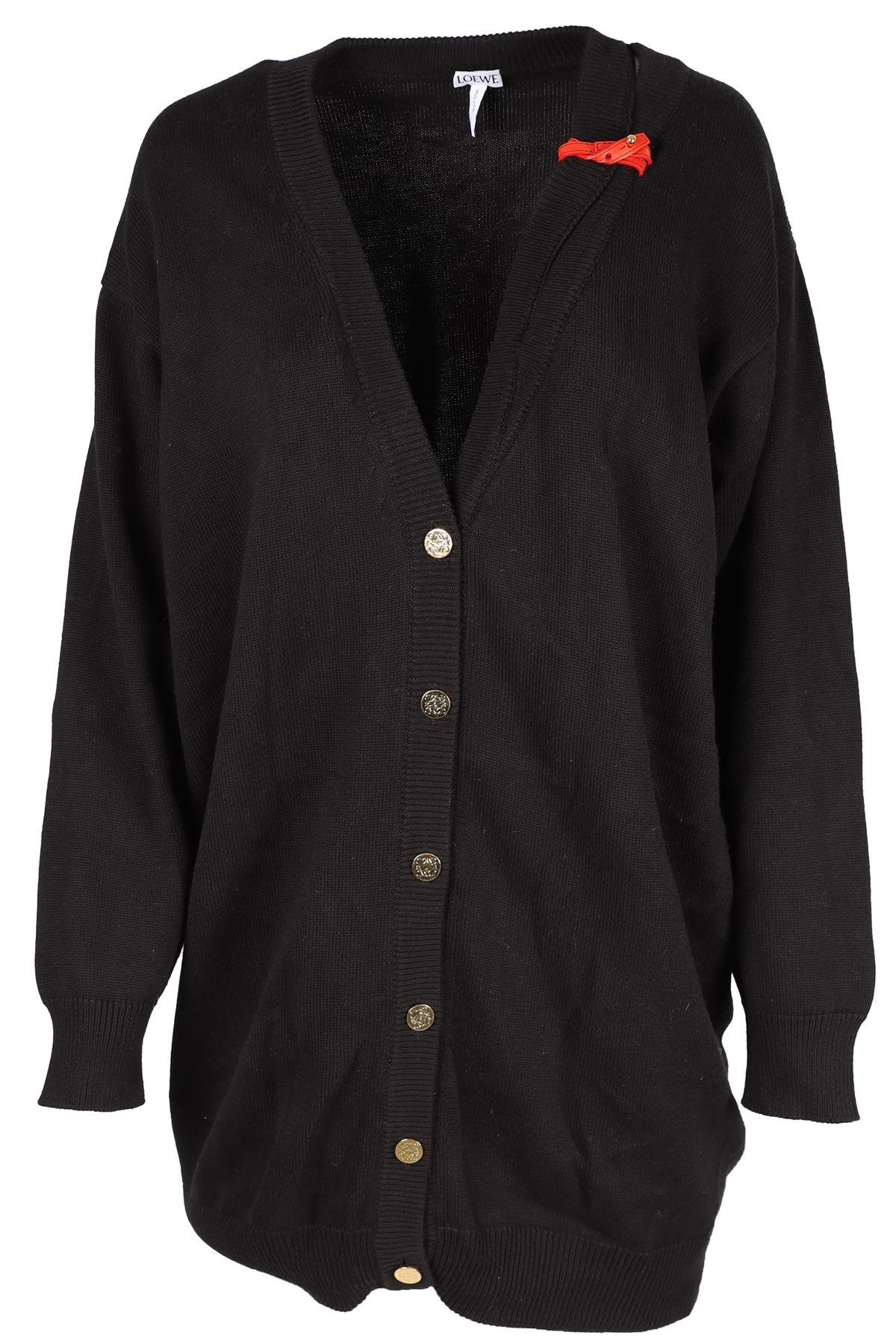 LOEWE BLACK WOOL CARDIGAN XSMALL