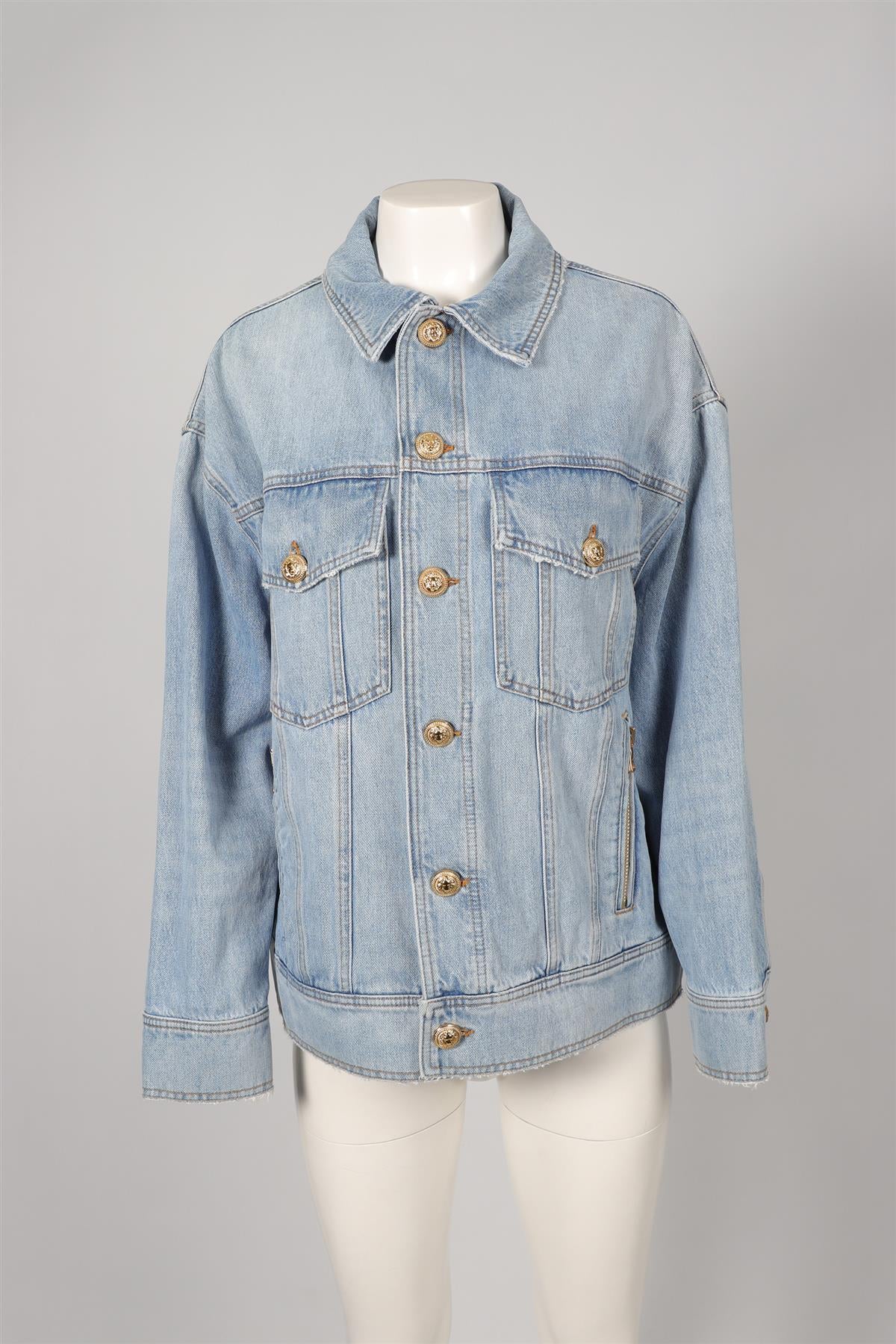 BALMAIN BLUE DENIM JACKET FR 34 UK 6