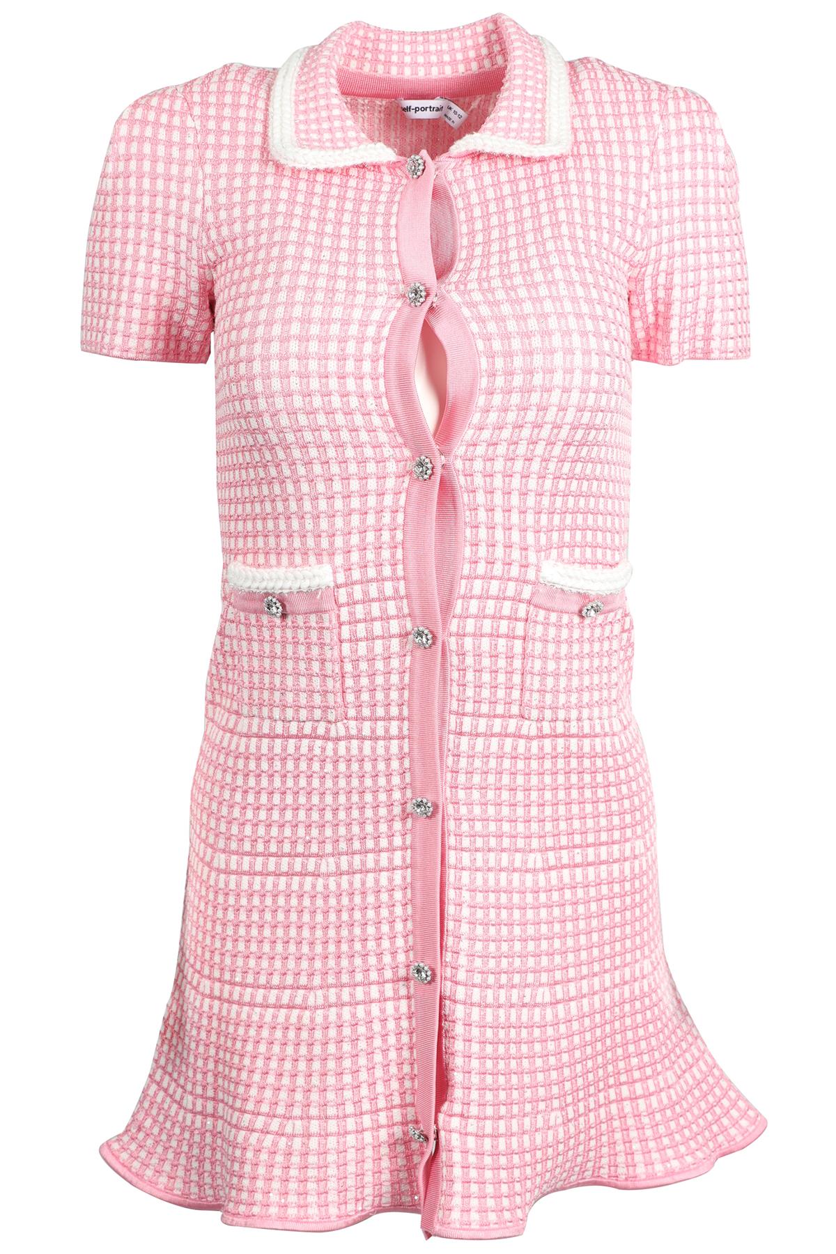 SELF-PORTRAIT PINK KNIT MINI DRESS UK 10