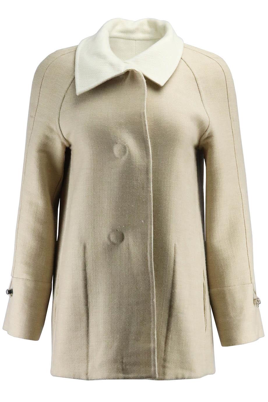 AKRIS REVERSIBLE CASHMERE AND WOOL BLEND COAT US 4 UK 8