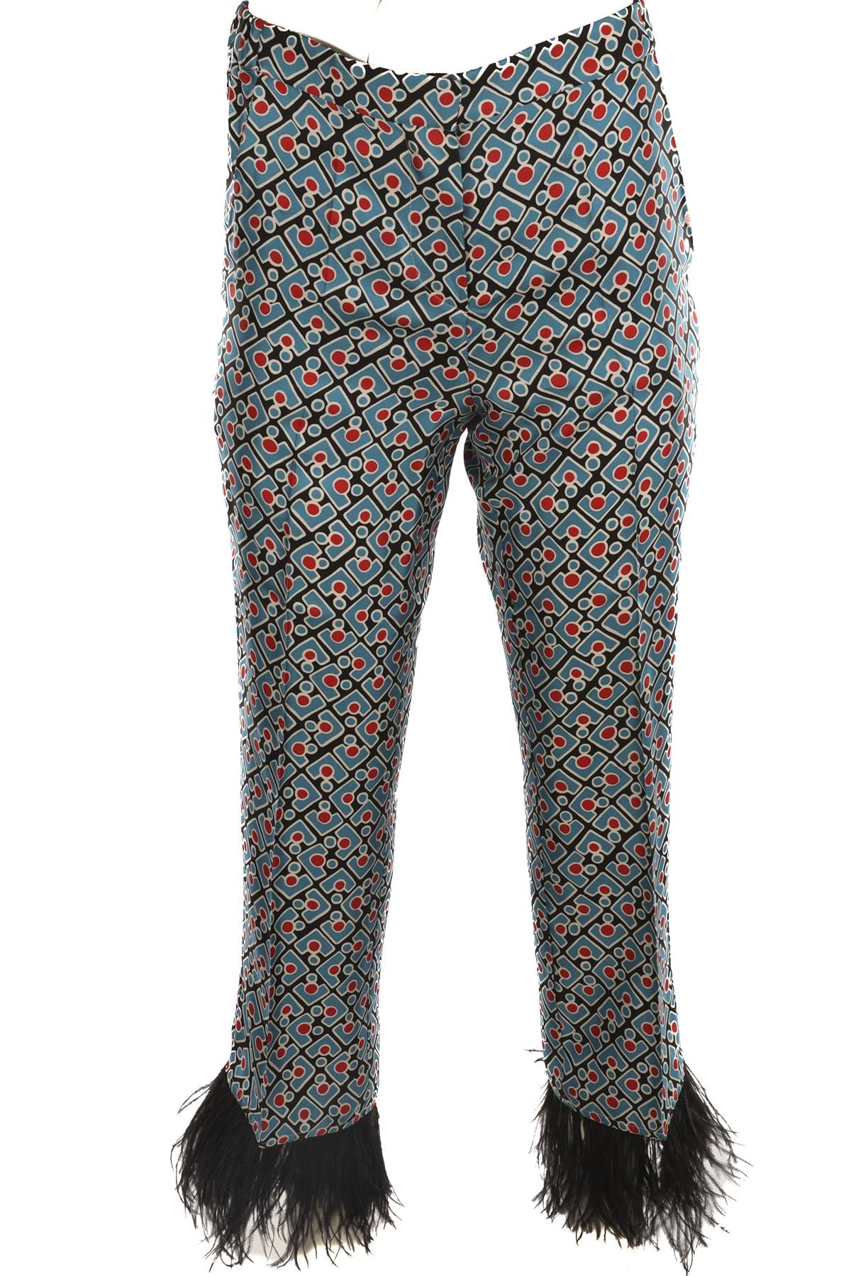 LA DOUBLE J MULTI SILK STRAIGHT LEG PANTS XSMALL