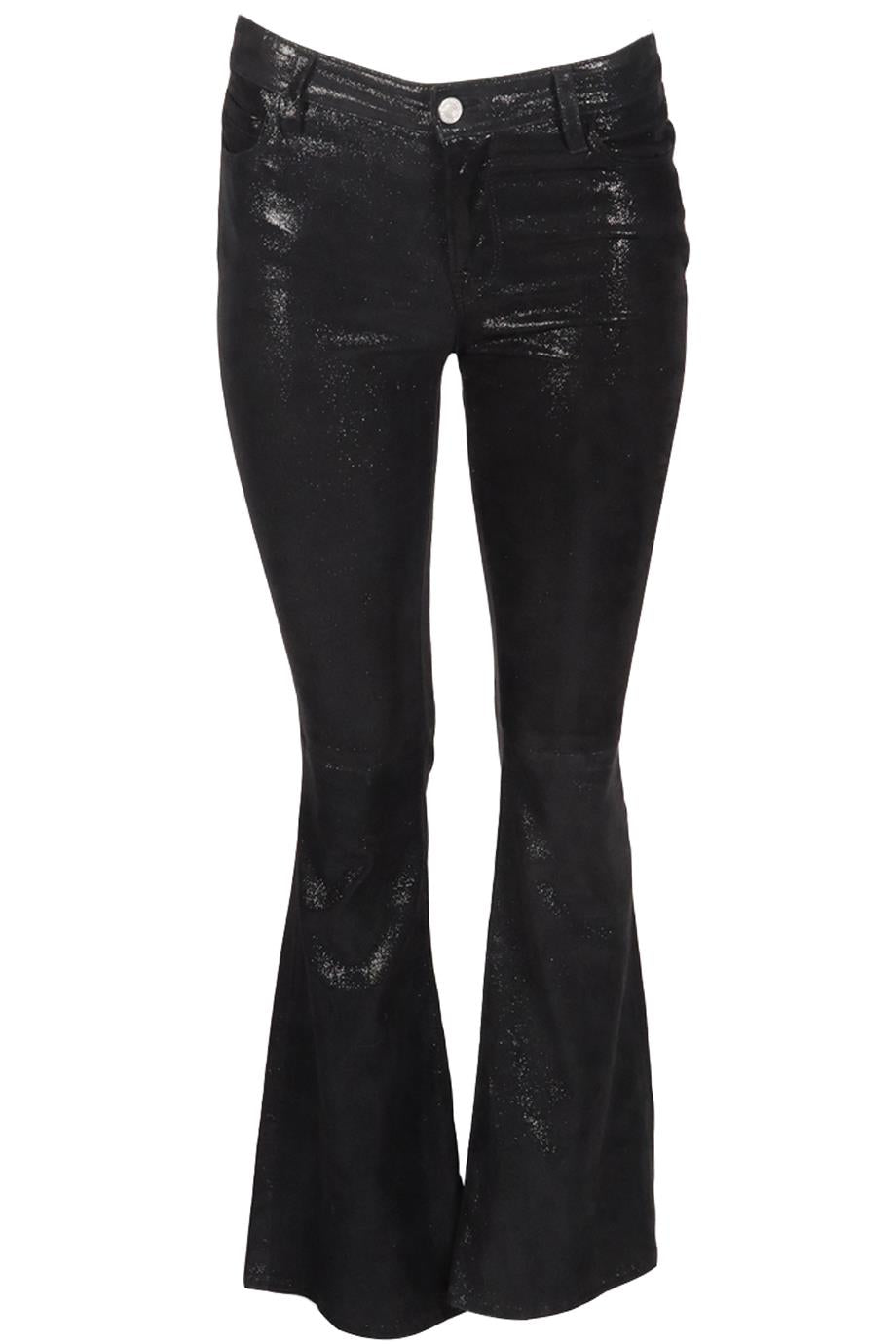 FRAME METALLIC SUEDE FLARED PANTS W26 UK 8