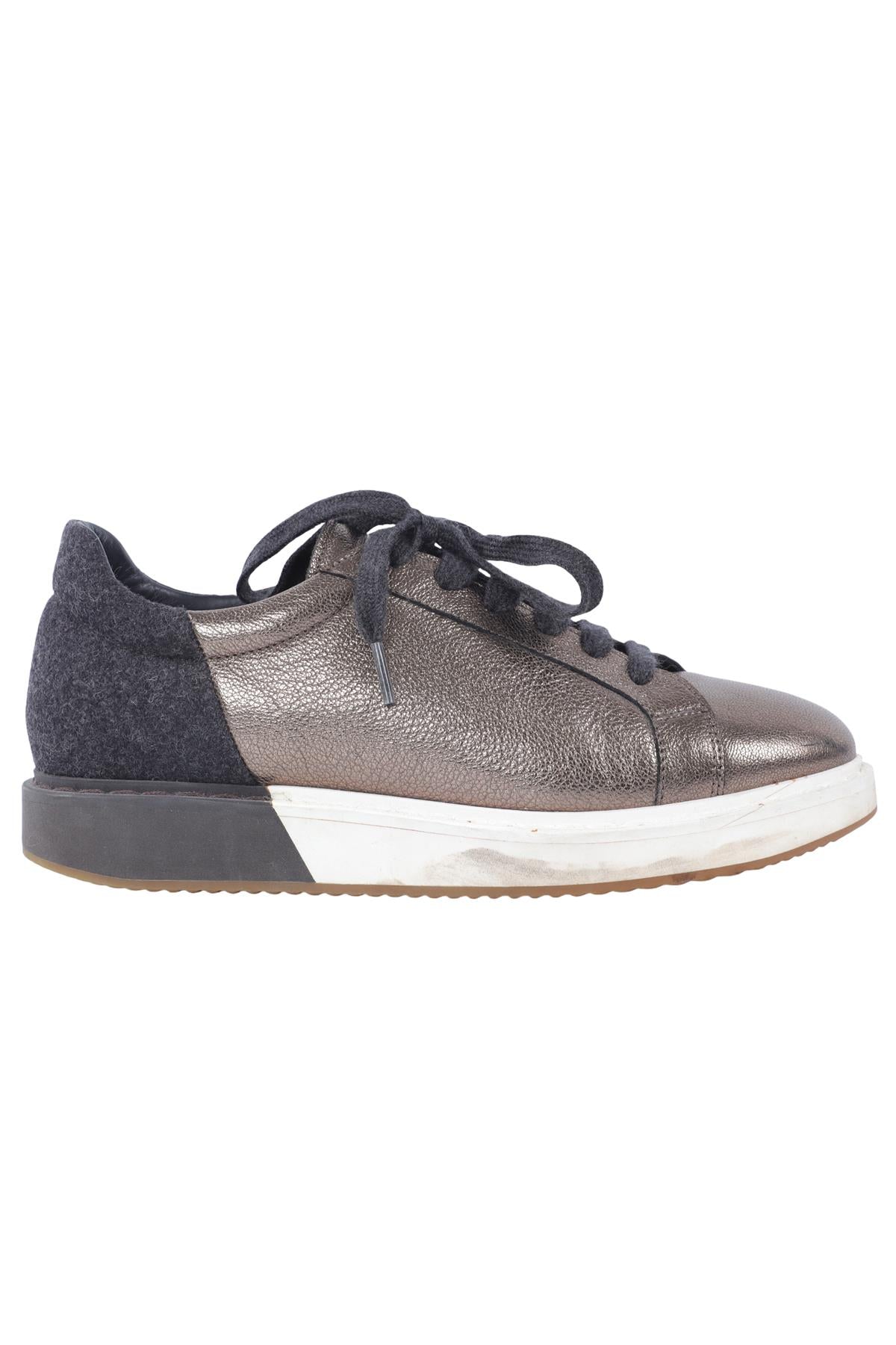 BRUNELLO CUCINELLI BRONZE LEATHER SNEAKERS EU 38 UK 5 US 8