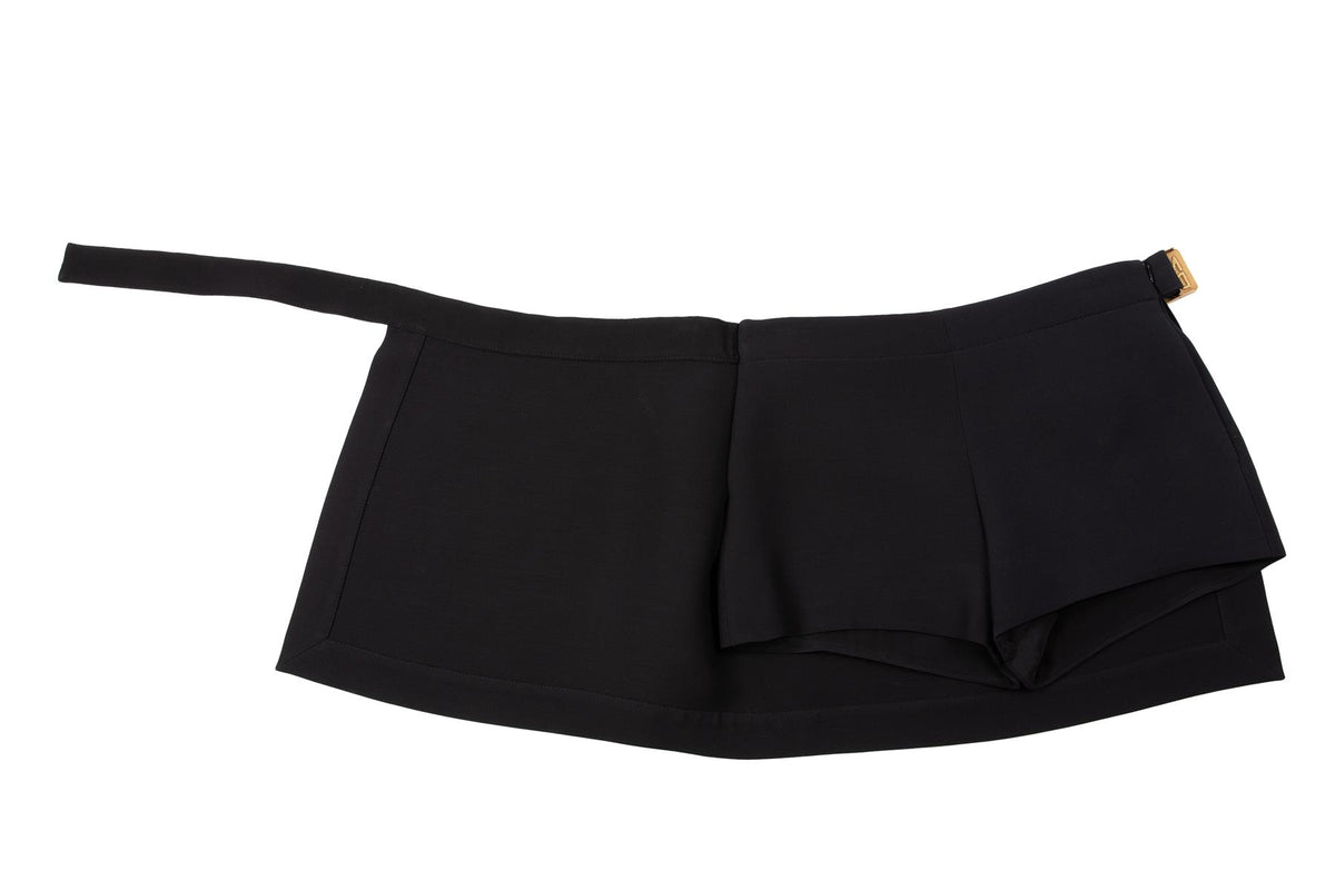 CHRISTIAN DIOR BLACK MISS DIOR WOOL MINI SKORT FR 38 UK 10