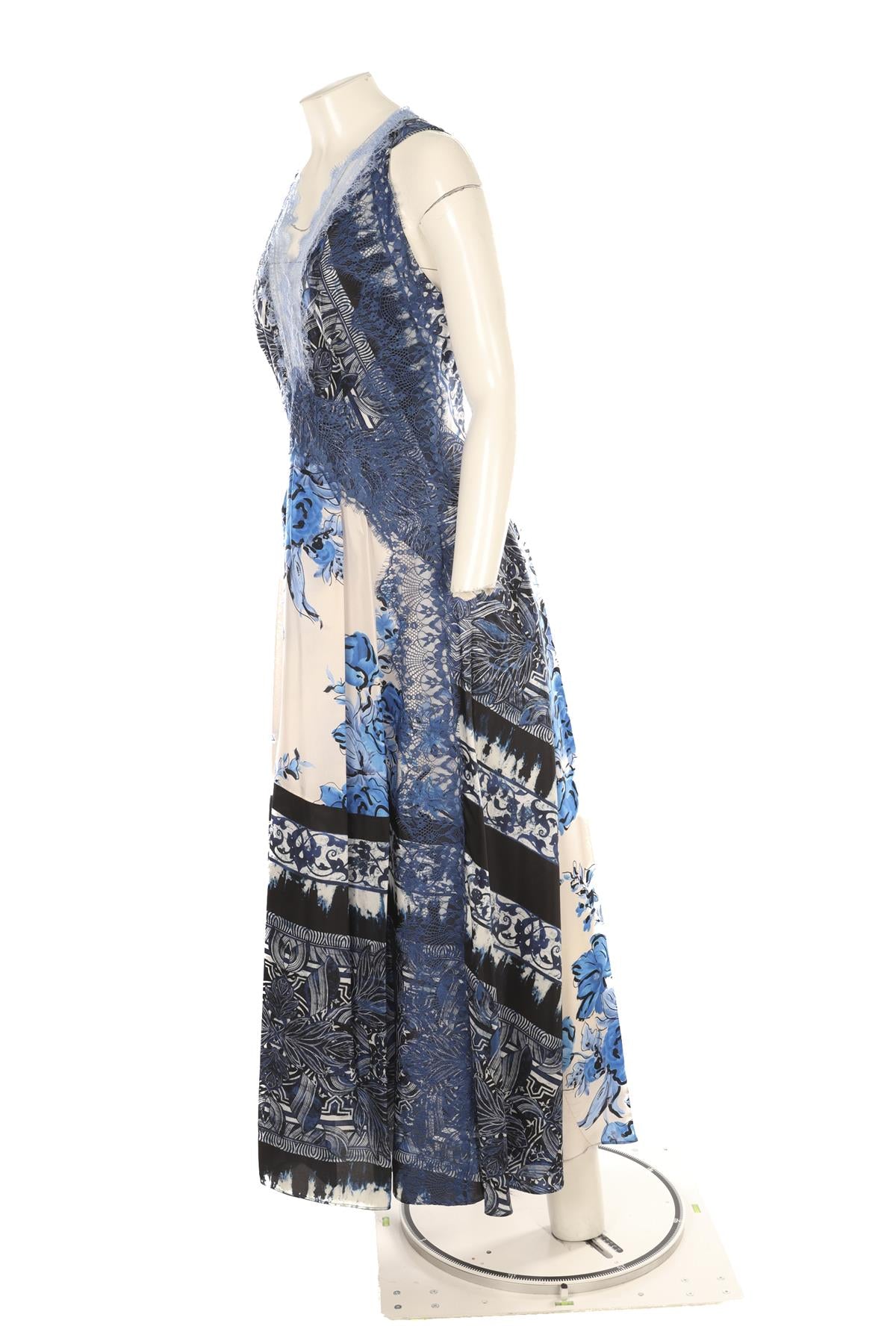ALBERTA FERRETTI BLUE SILK MAXI DRESS UK 10