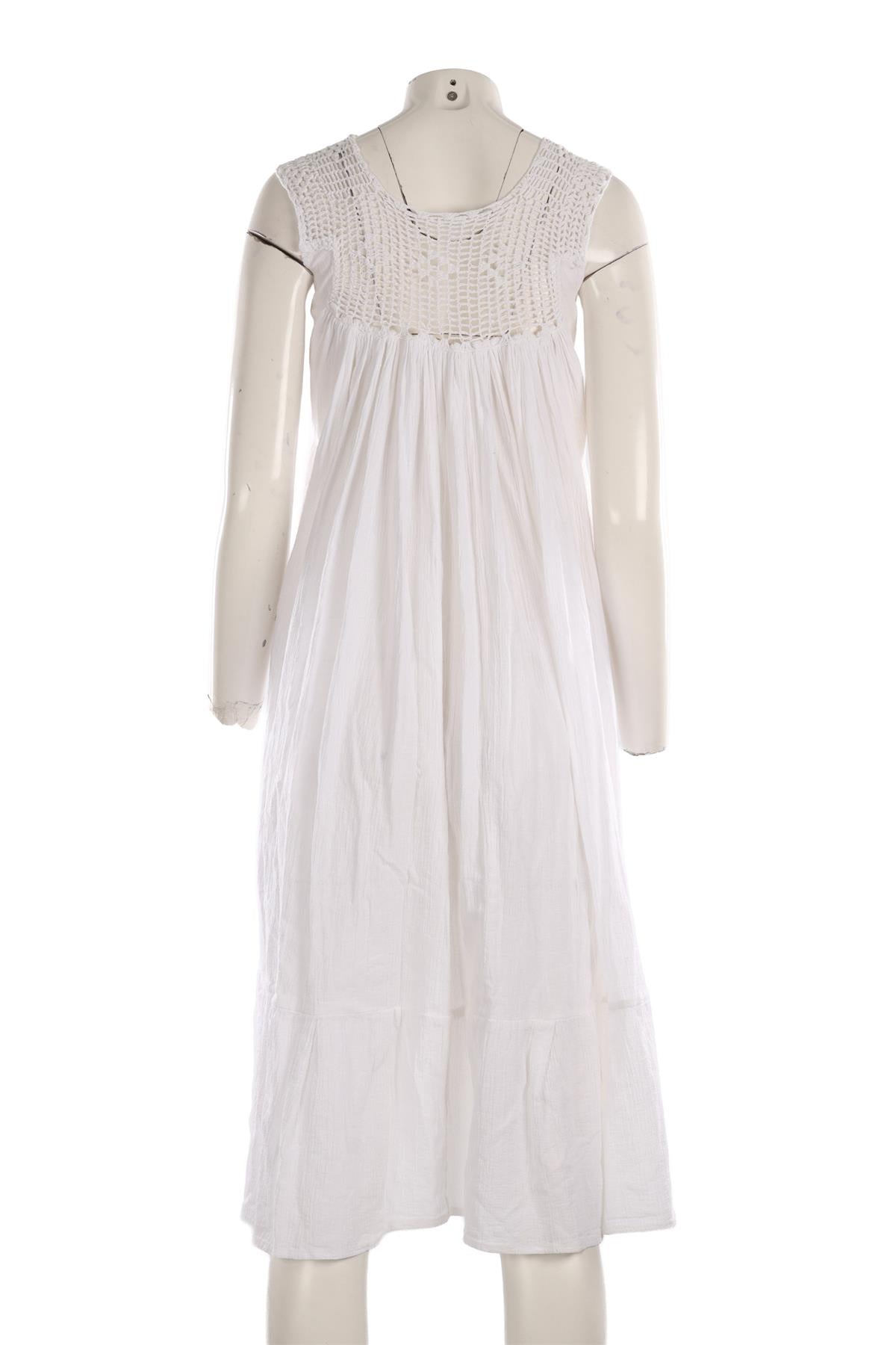 SUZIE KONDI WHITE COTTON MIDI DRESS XSMALL