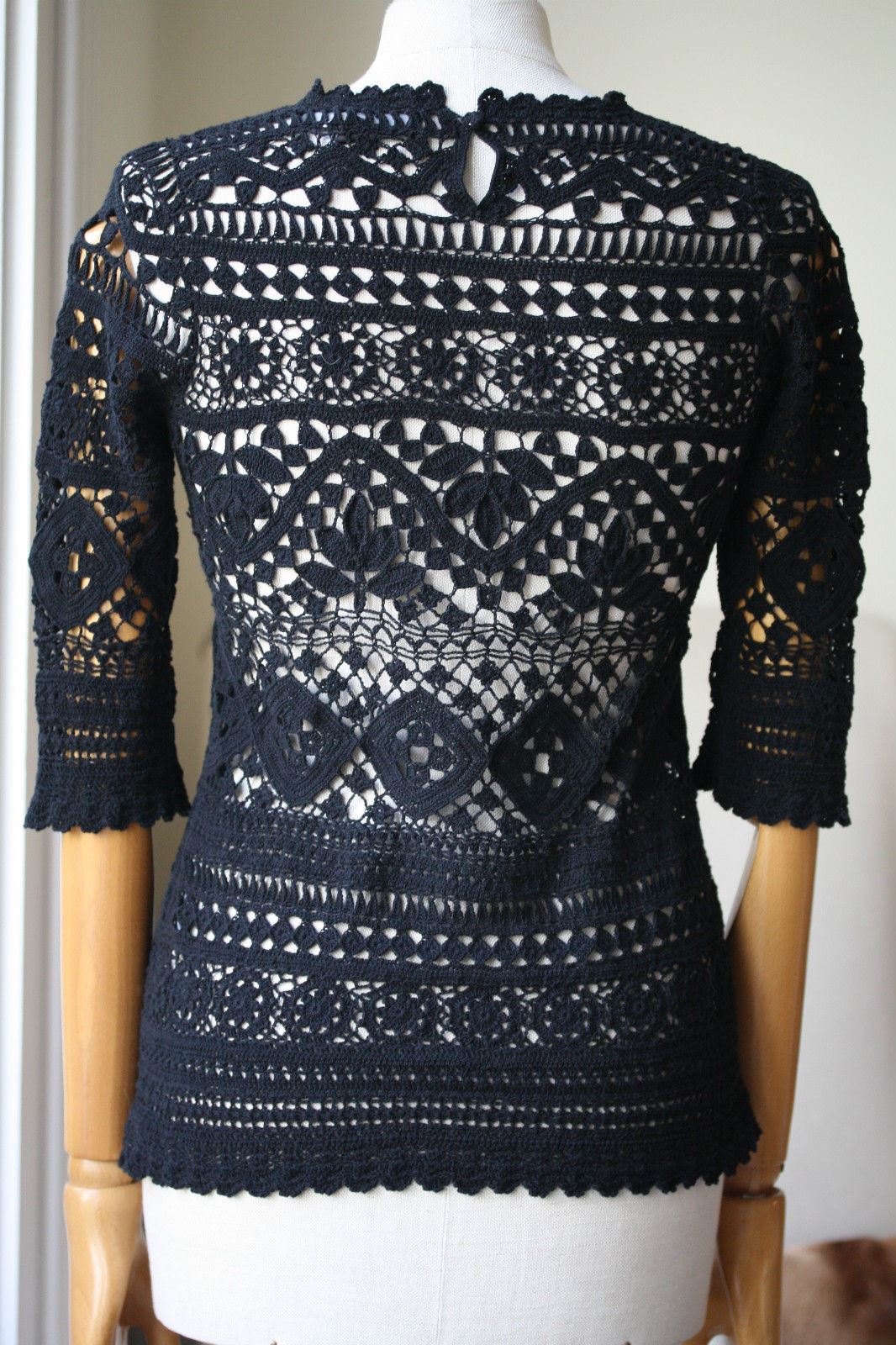 ISABEL MARANT BLACK VIENNA CROCHET TOP FR 40 UK 8/10