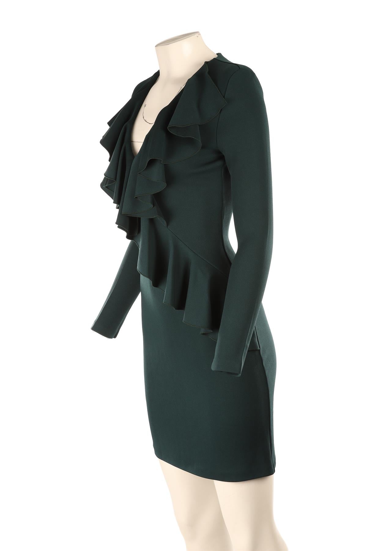 BALMAIN GREEN KNIT MIDI DRESS FR 36 UK 8