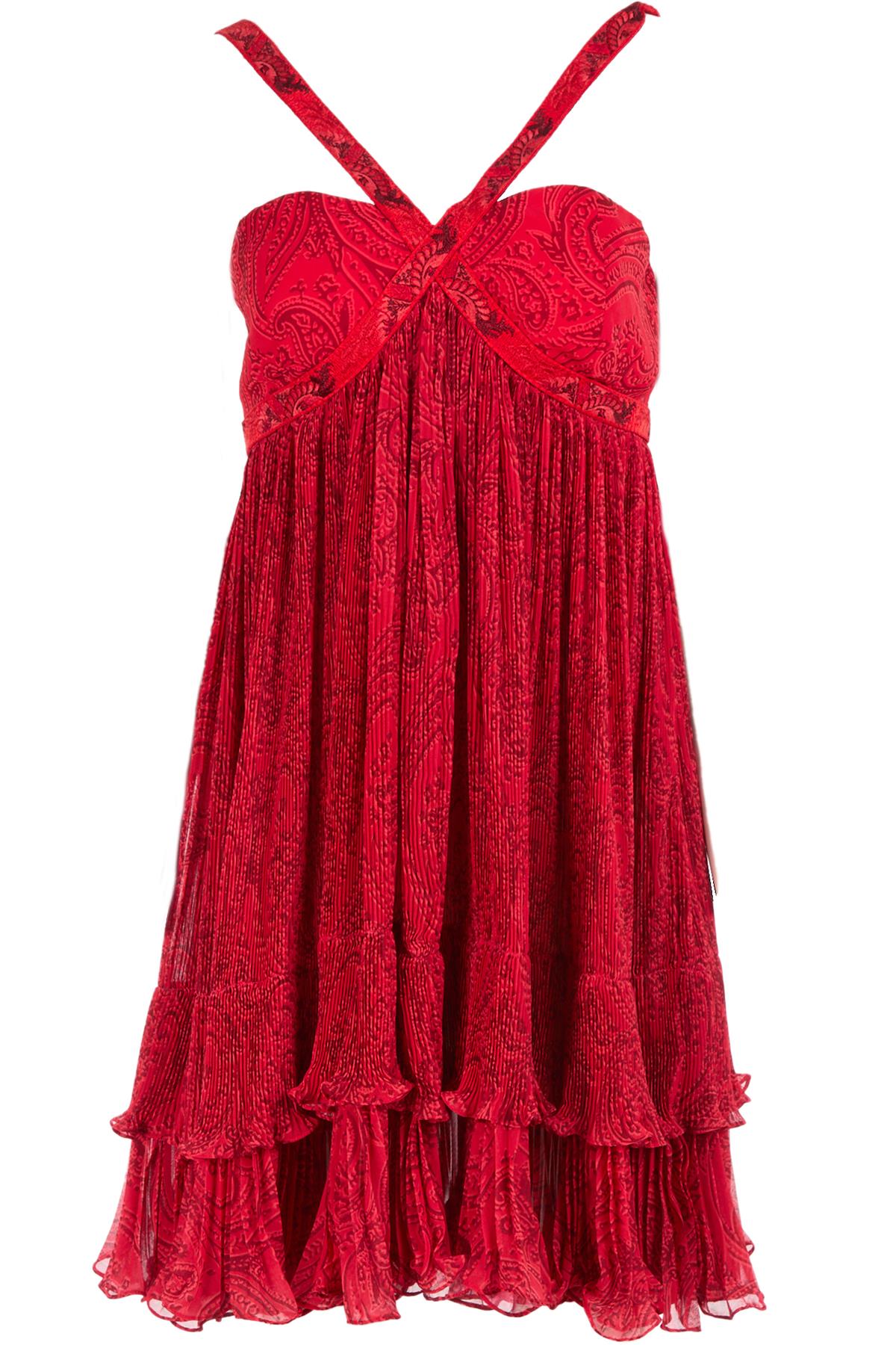 ETRO RED CHIFFON MINI DRESS IT 44 UK 12