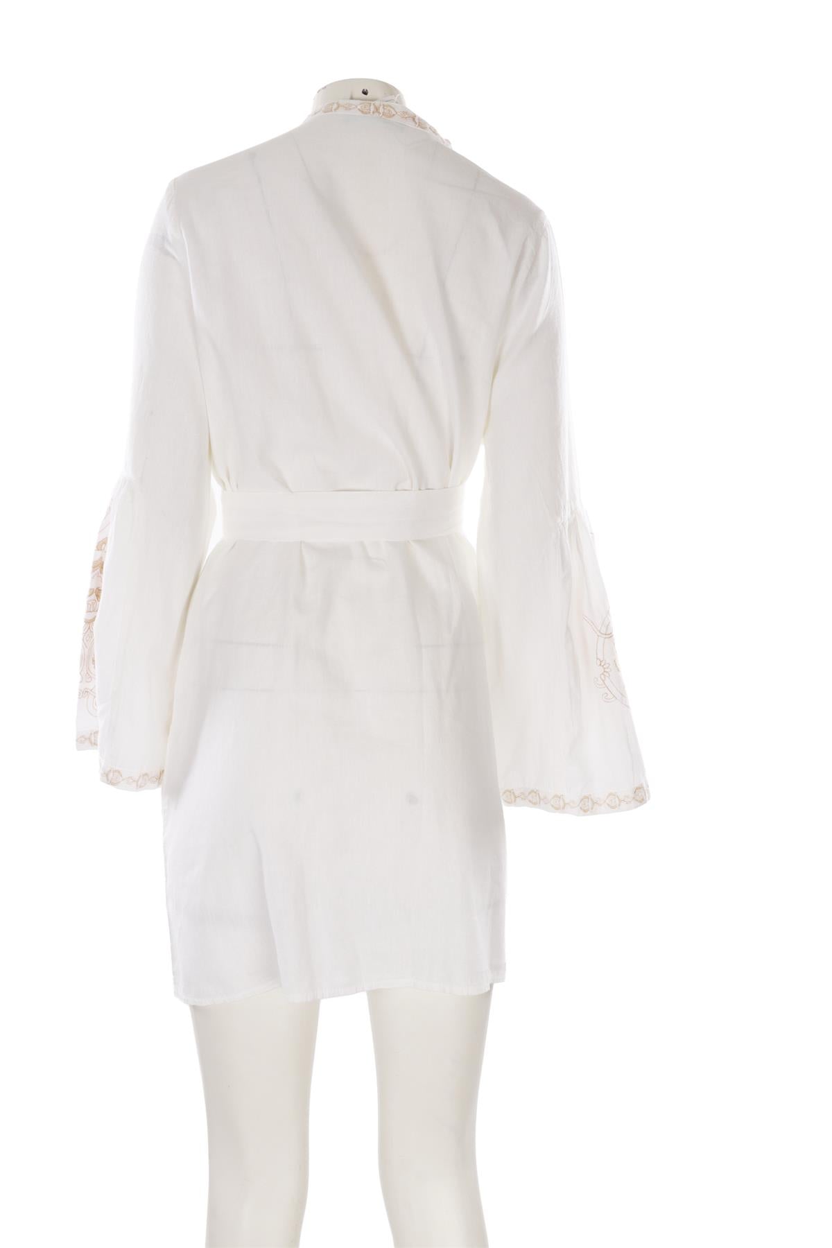 CREAM LINEN MIDI DRESS