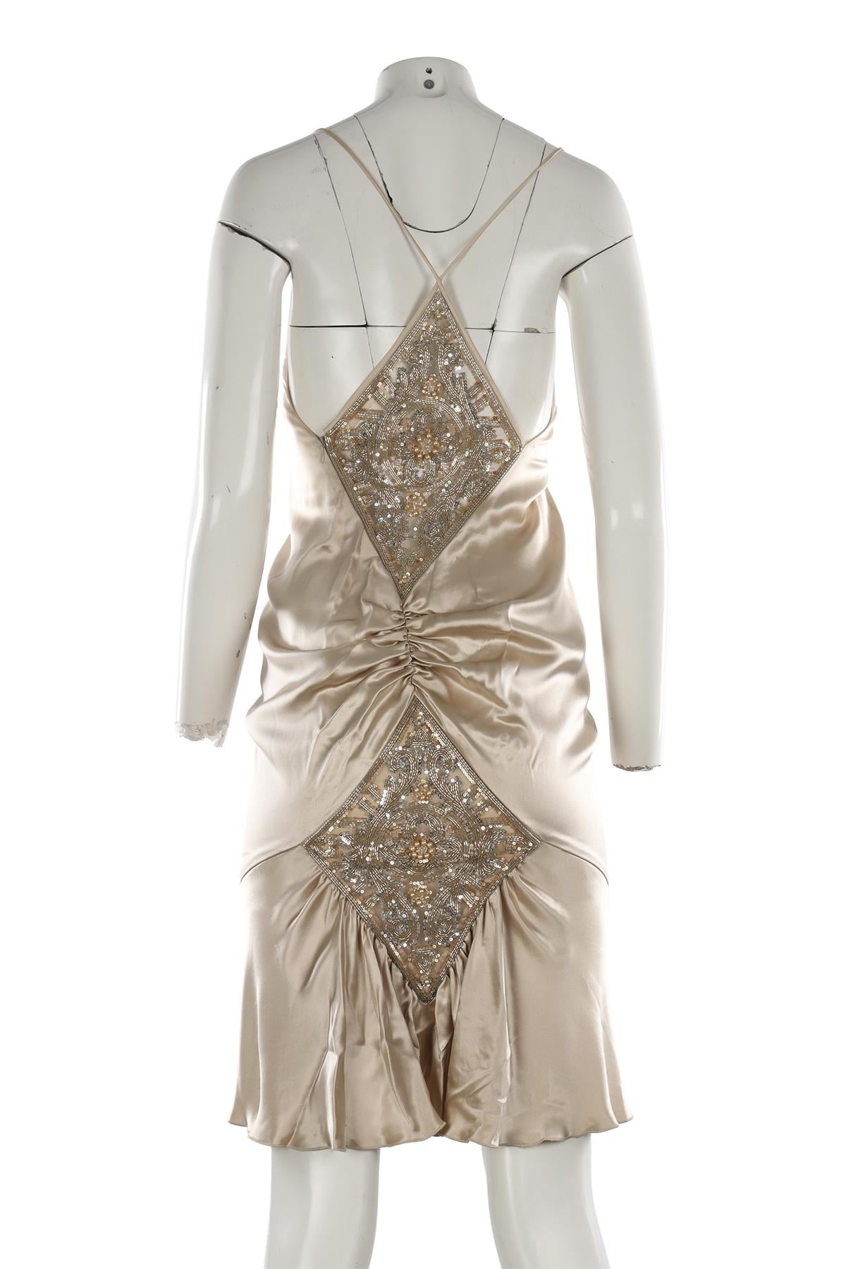 VALENTINO GOLD VINTAGE SILK MINI DRESS US 6 UK 10 FR 38