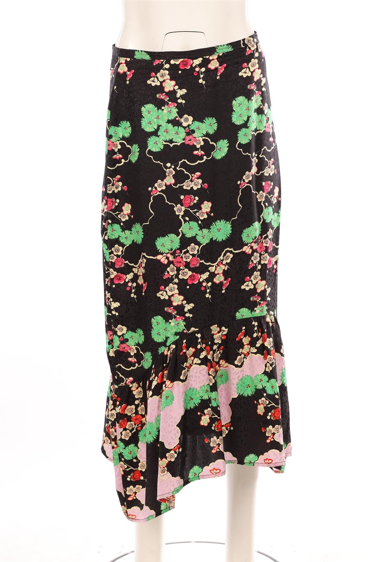 RIXO BLACK SATIN MAXI SKIRT MEDIUM