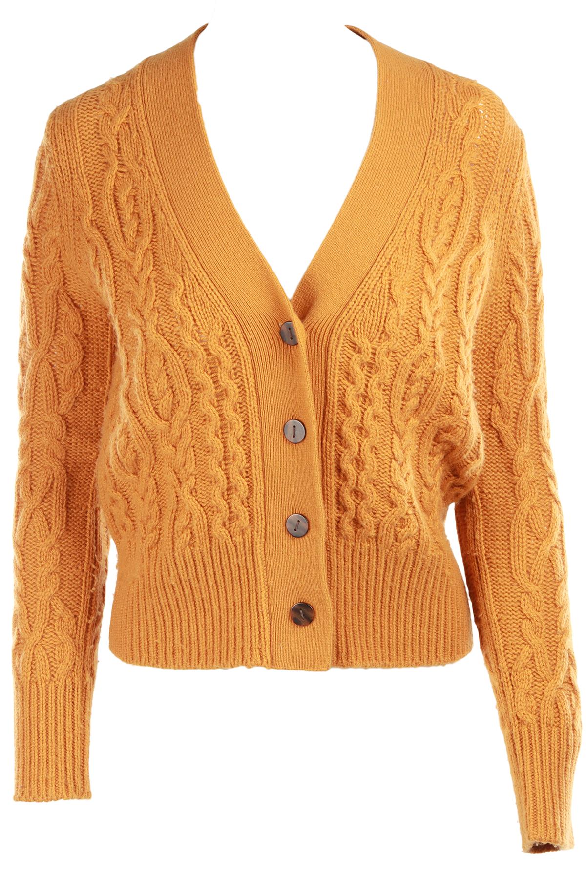 VINCE ORANGE WOOL CARDIGAN SMALL