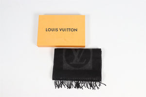 LOUIS VUITTON BLACK CARDIFF WOOL BLEND SCARF