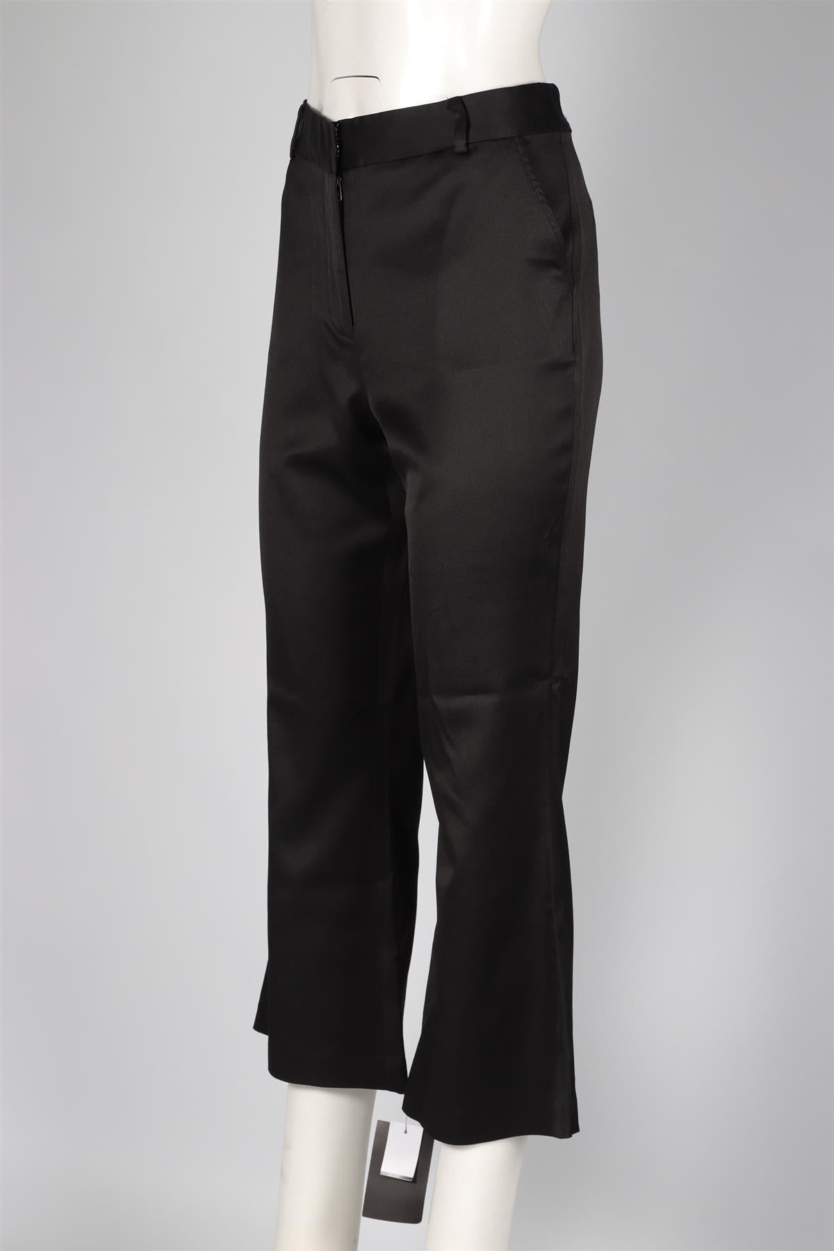 FRAME BLACK SATIN FLARED PANTS UK 12