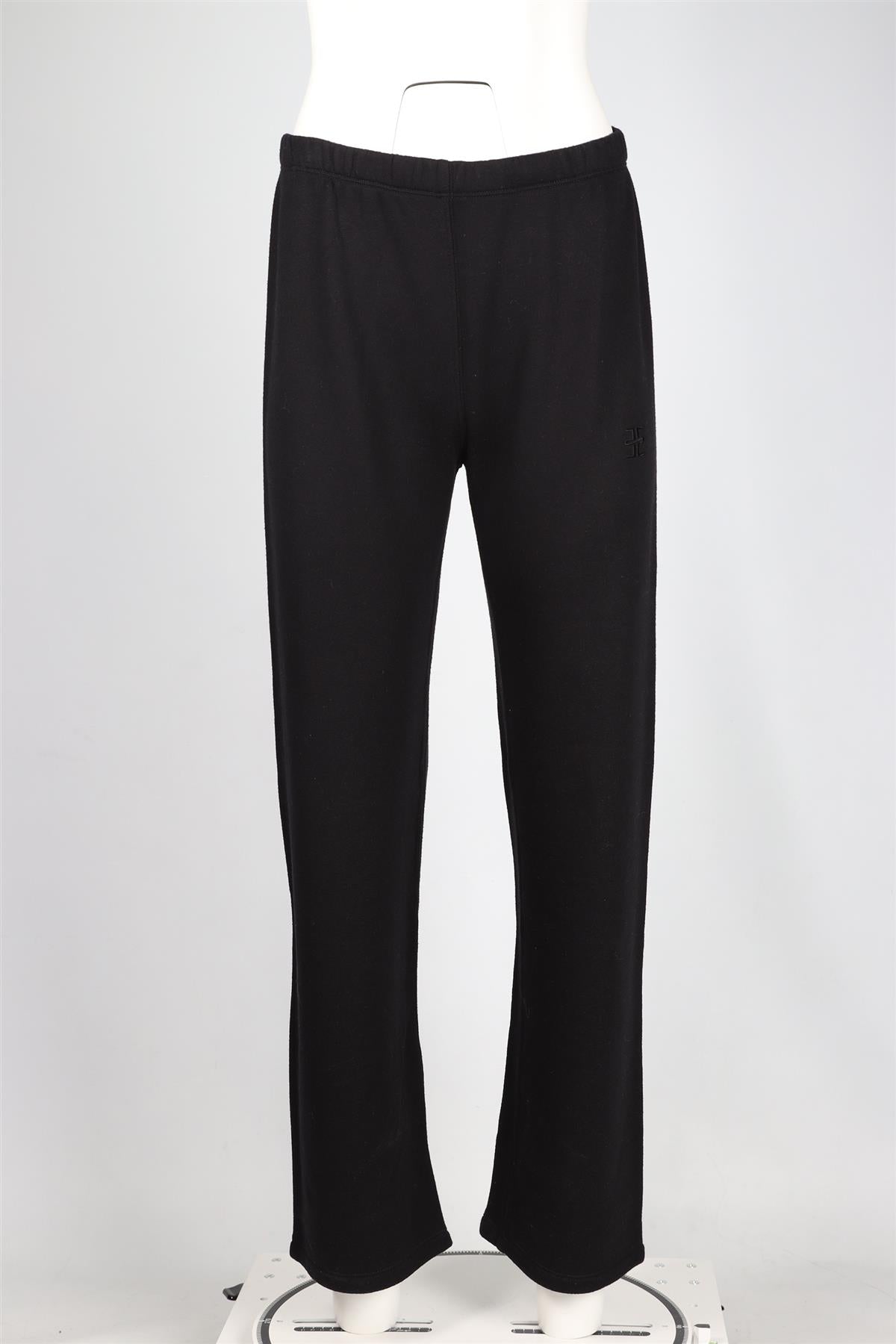ÉTERNE BLACK COTTON BLEND STRAIGHT LEG PANTS SMALL