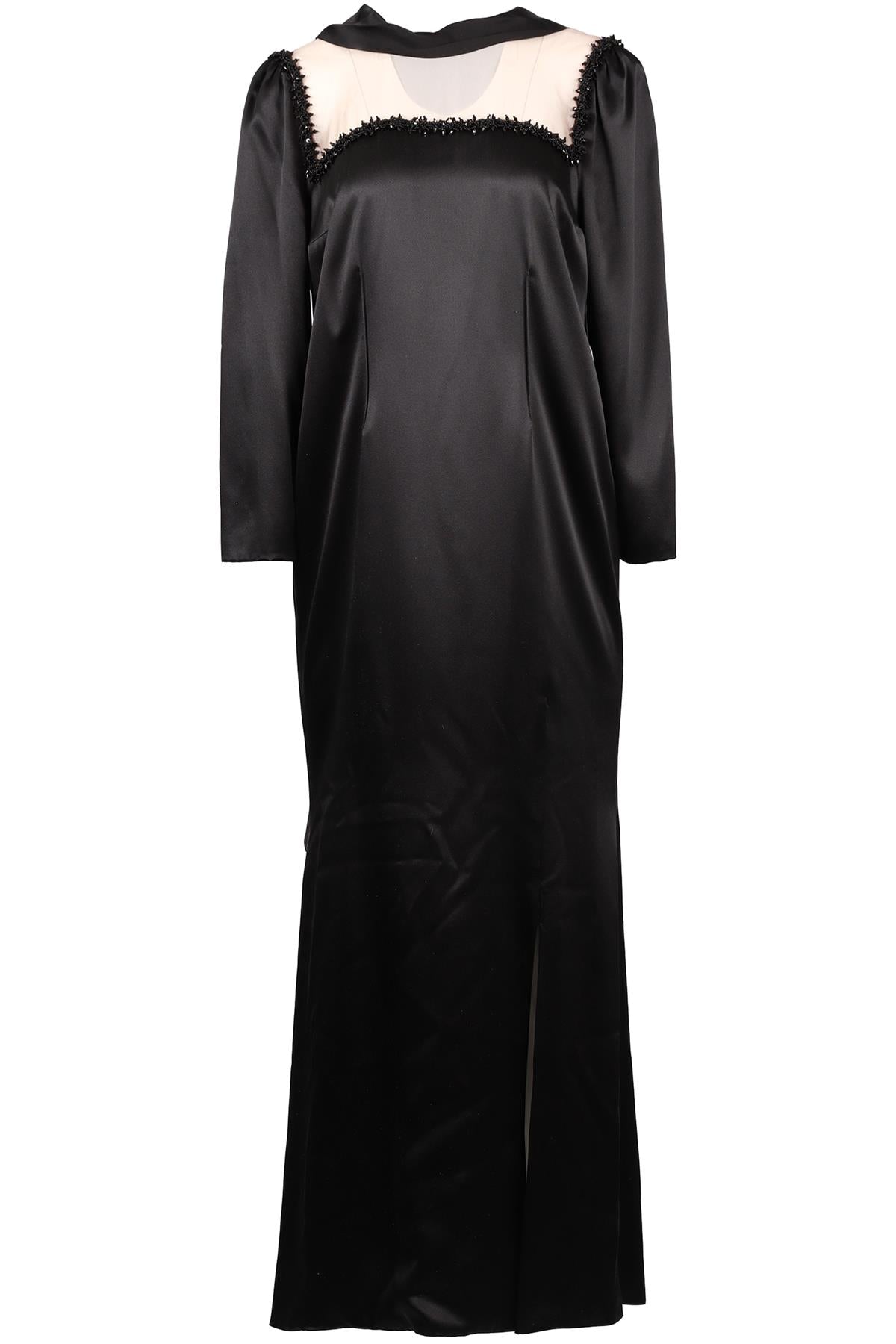 JACQUES AZAGURY BLACK CRYSTAL AND SILK MIDI DRESS UK 12