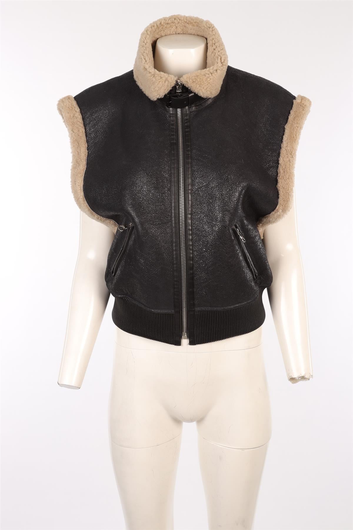 ISABEL MARANT BLACK SHEARLING GILET FR 38 UK 10