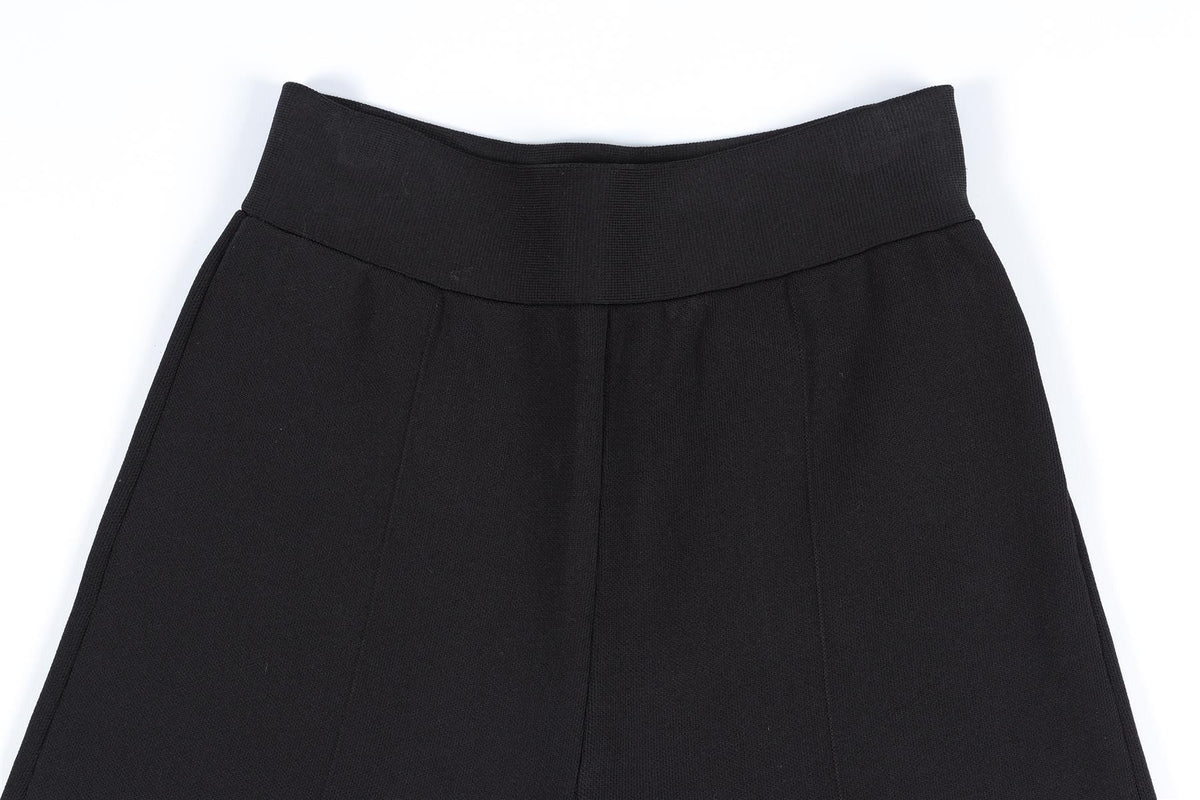 ROLAND MOURET BLACK KNIT WIDE LEG PANTS XSMALL