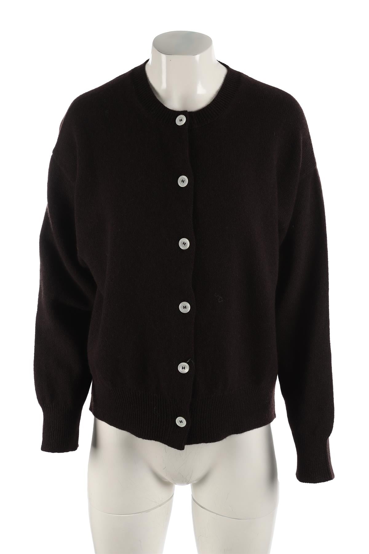 AND DAUGHTER BROWN WOOL CARDIGAN LARGE