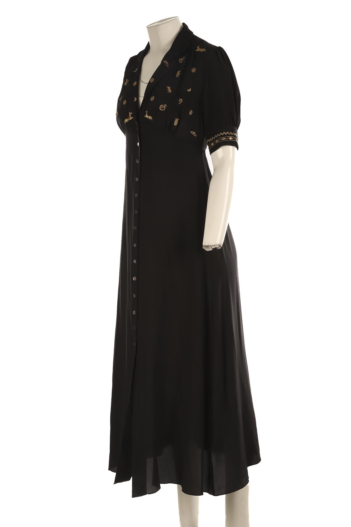 MUZUNGU SISTERS BLACK SILK MAXI DRESS MEDIUM