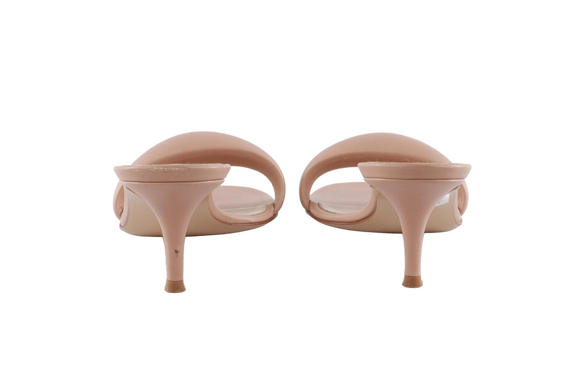 GIANVITO ROSSI PINK LEATHER MULES EU 39.5 UK 6.5 US 9.5