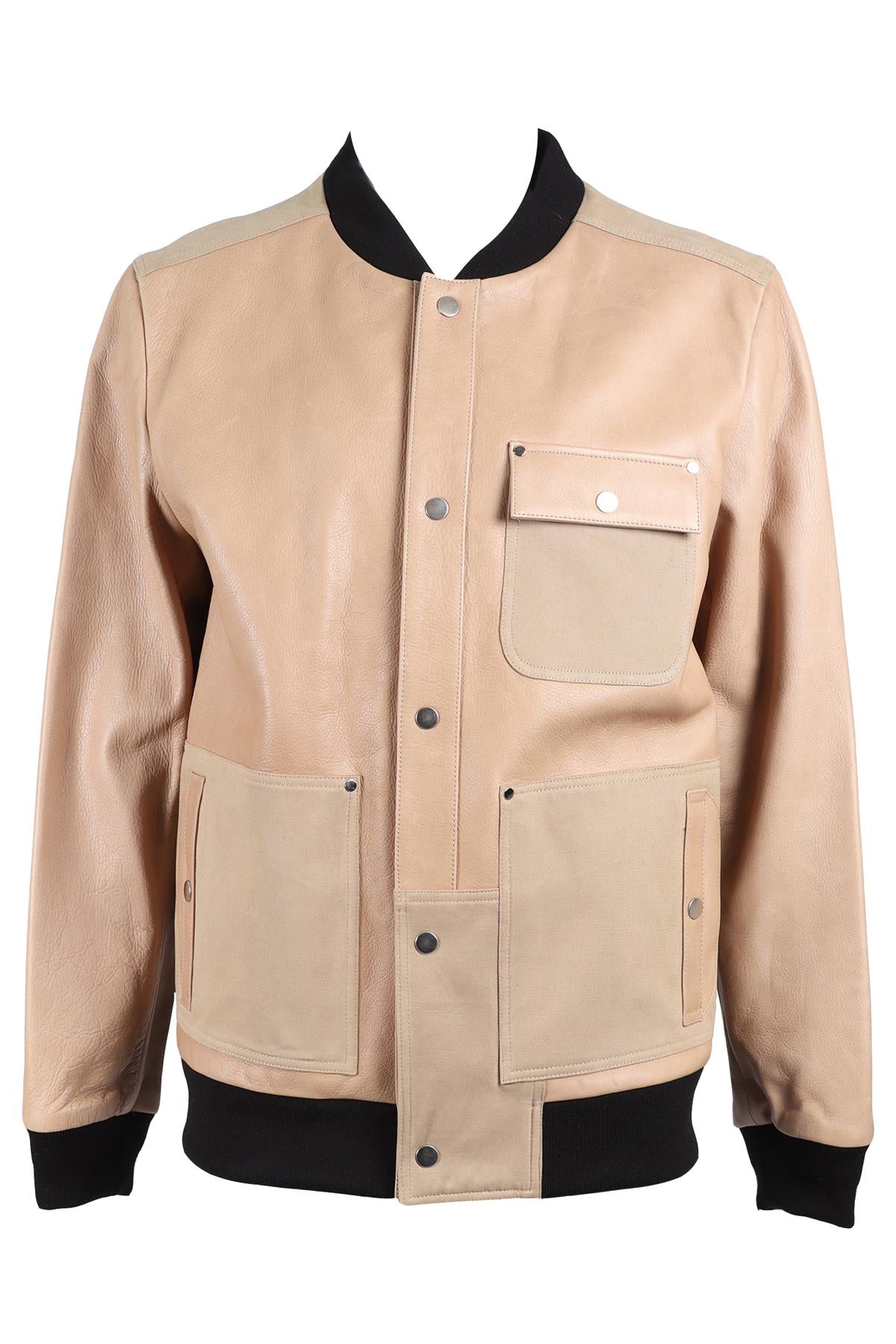 T BY ALEXANDER WANG BROWN MEN'S LEATHER JACKET LARGE