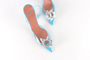 AMINA MUADDI BLUE CRYSTAL AND PVC SLINGBACK PUMPS EU 38 UK 5 US 8