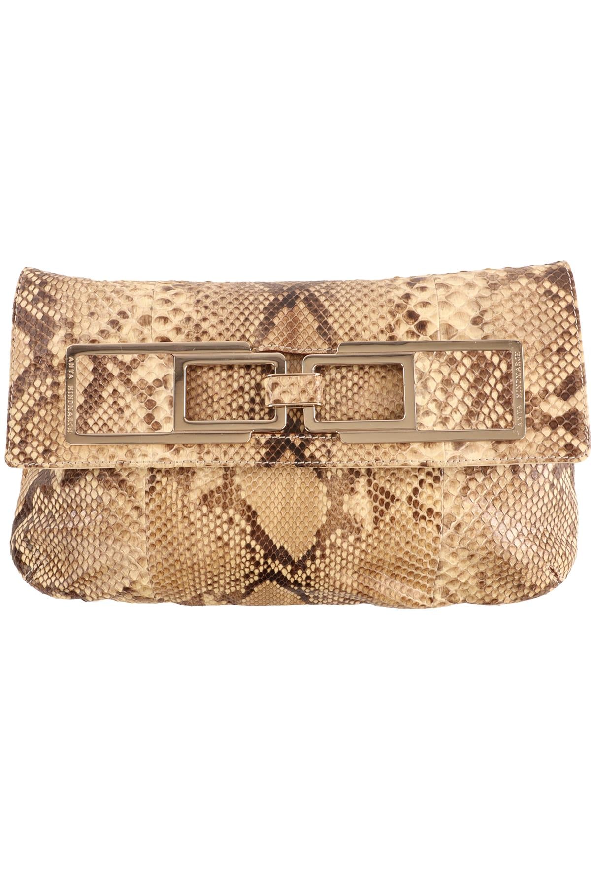 ANYA HINDMARCH BROWN PYTHON CLUTCH
