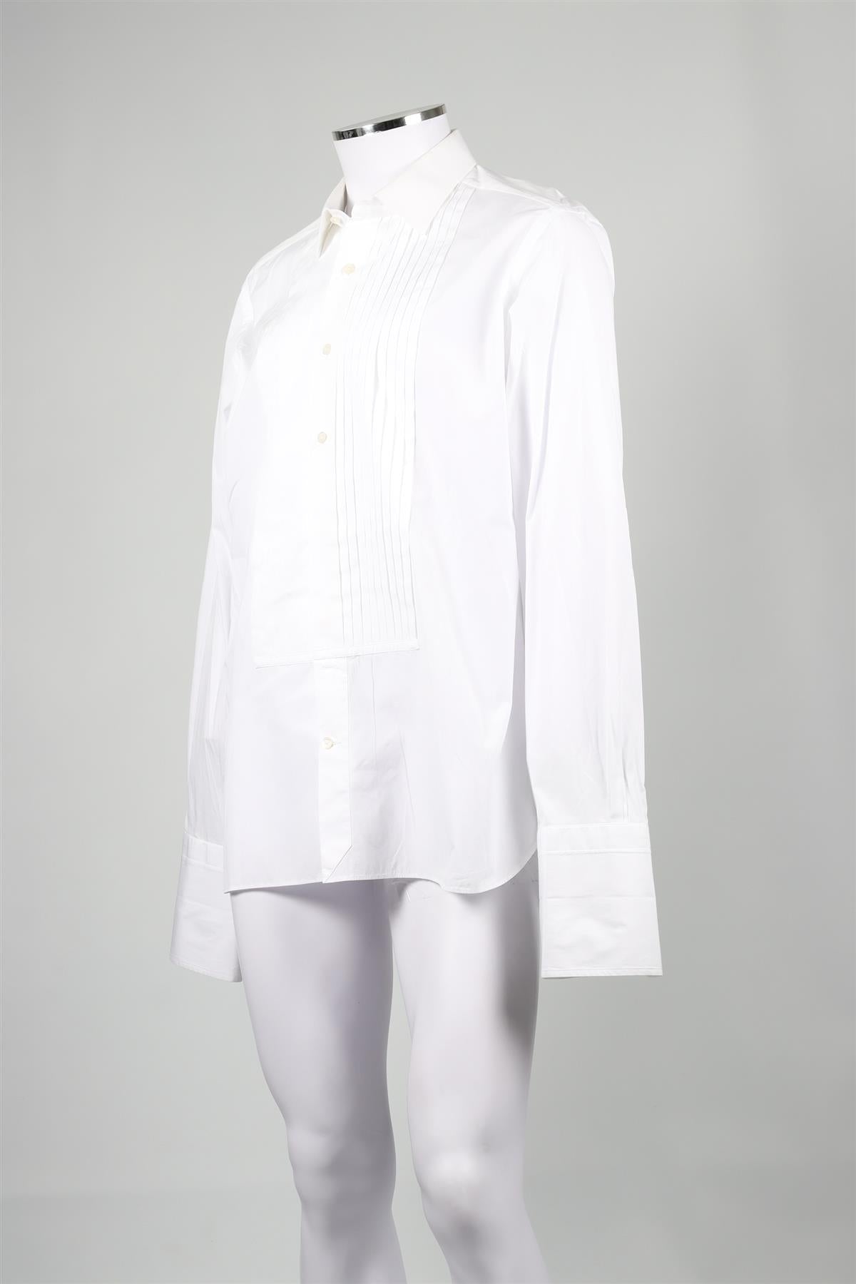 TOM FORD WHITE MEN'S COTTON TUXEDO SHIRT EU 42 UK/US CHEST 44