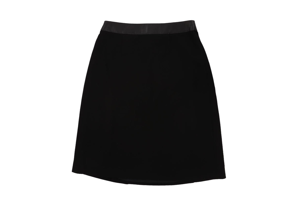 HERMÈS BLACK WOOL MIDI SKIRT FR 42 UK 14