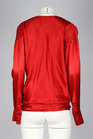 BALMAIN RED SILK TOP FR 34 UK 6