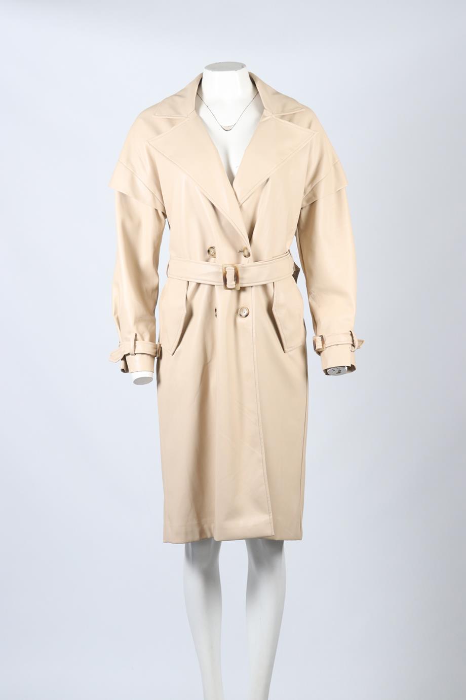 APPARIS BELTED DOUBLE BREASTED FAUX LEATHER TRENCH COAT XSMALL