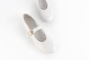 CHANEL WHITE 2025 CC LEATHER BALLET FLATS EU 38.5 UK 5.5 US 8.5
