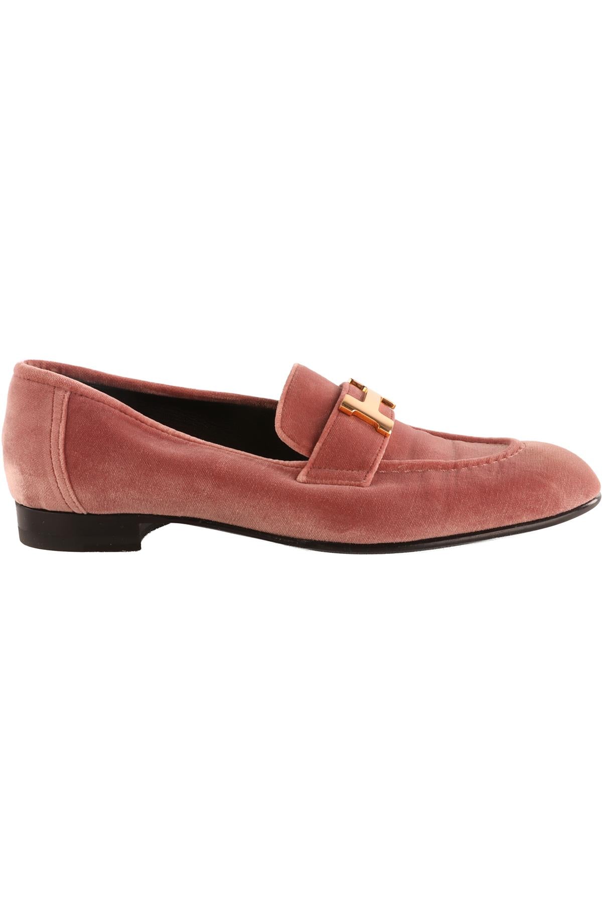 HERMÈS PINK PARIS VELVET LOAFERS EU 37 UK 4 US 7